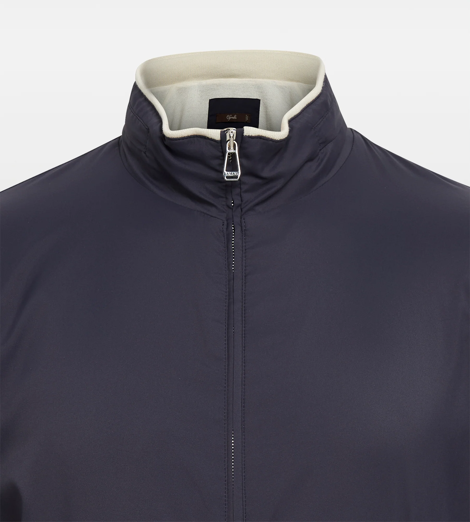 Blouson bleu marine et crème en nylon & coton - Image 5