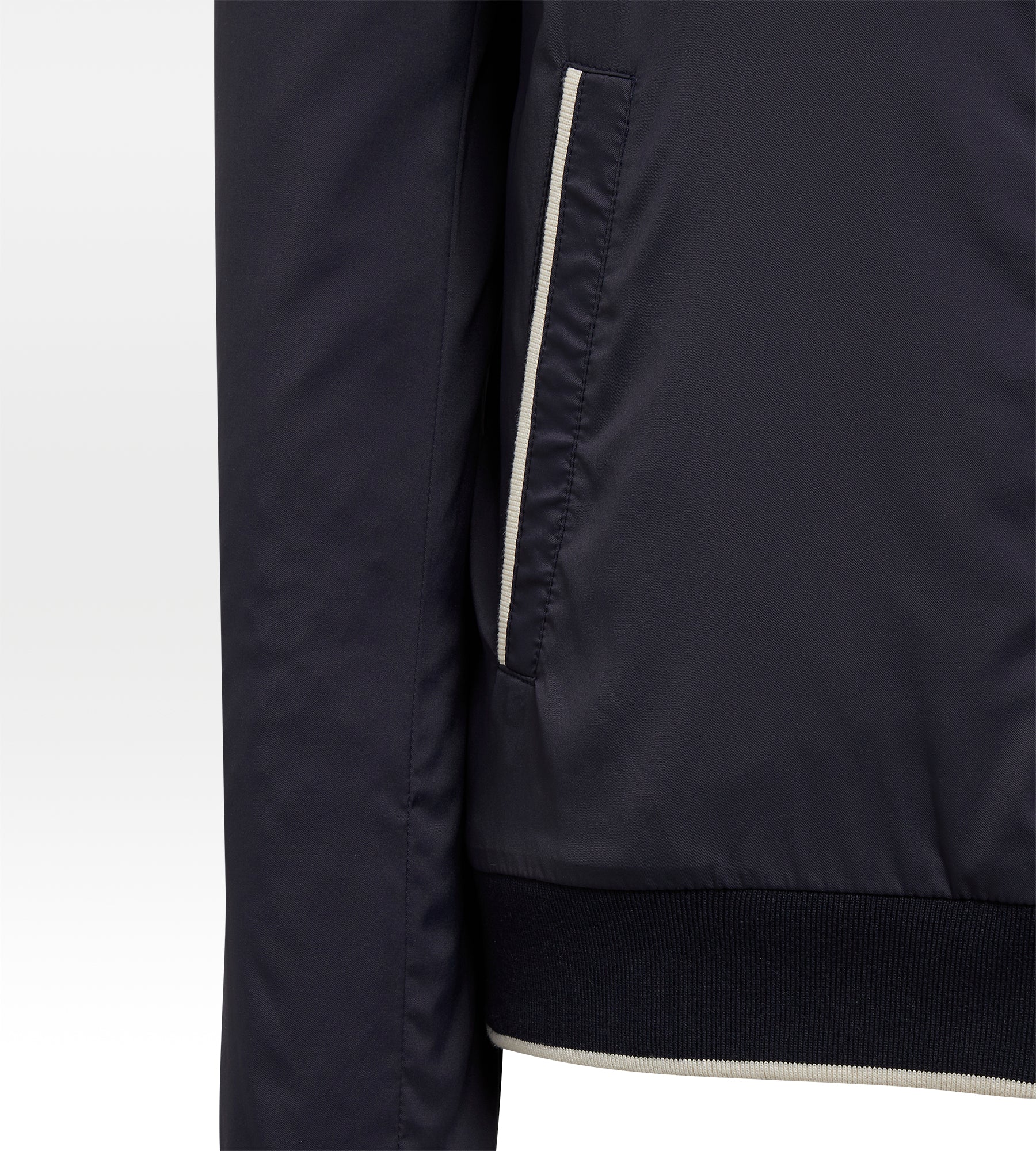 Blouson bleu marine et crème en nylon & coton - Image 6