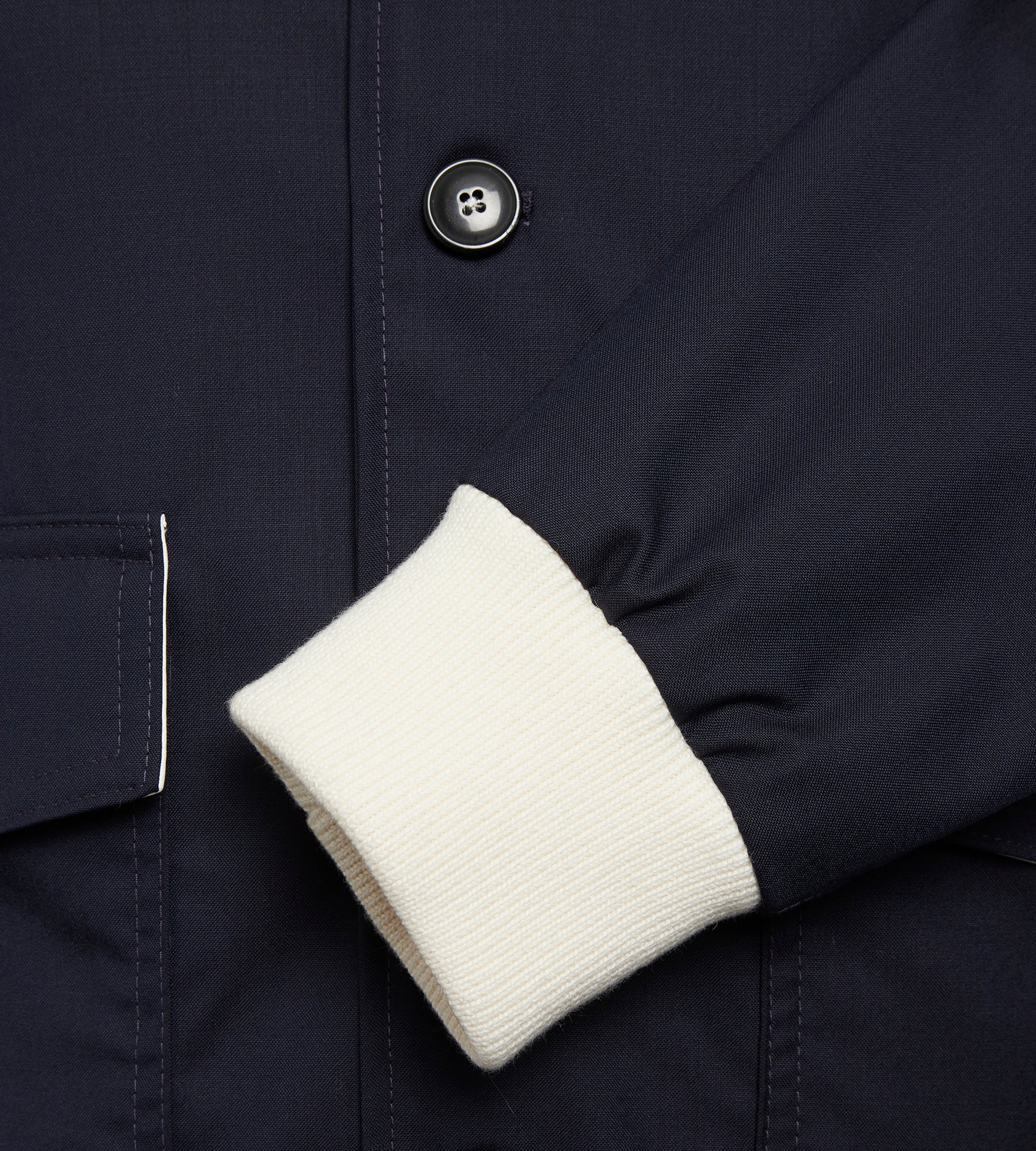Bombers en laine bleu nuit & blanc cassé - Image 8
