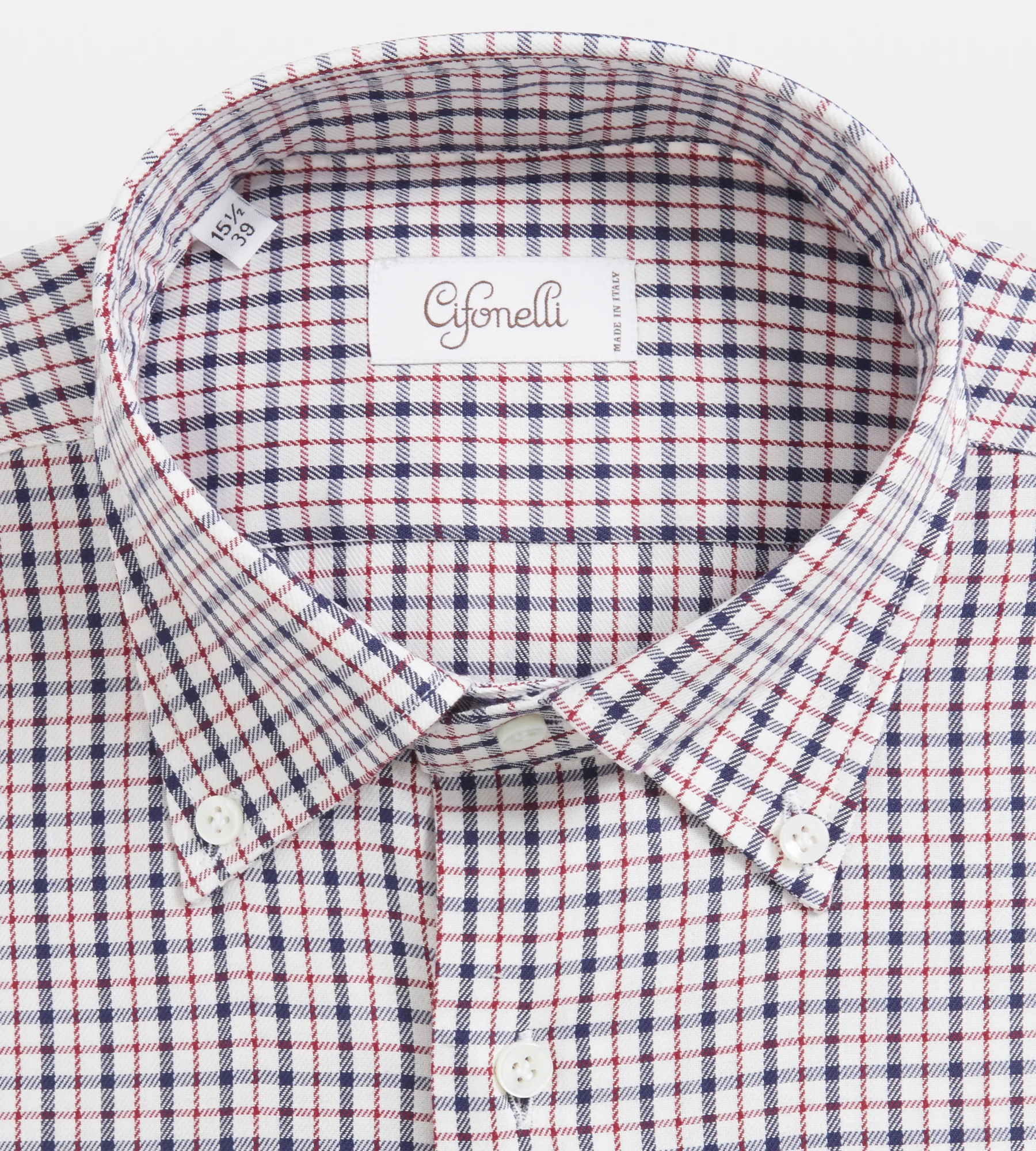 Chemise bleue, blanche et rouges en coton à carreaux - Image 2