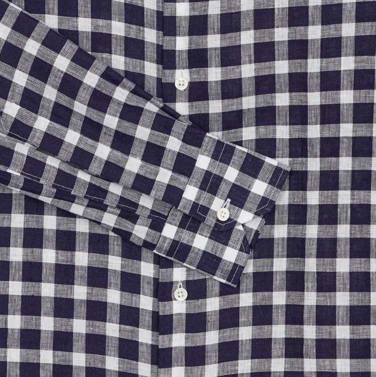 Chemise bleue et blanche en coton à carreaux - Image 3