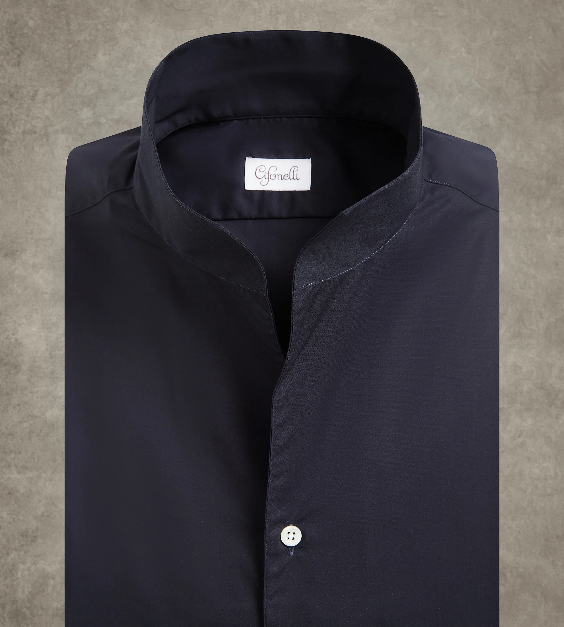 Chemise bleu foncé à col indien - Image 3