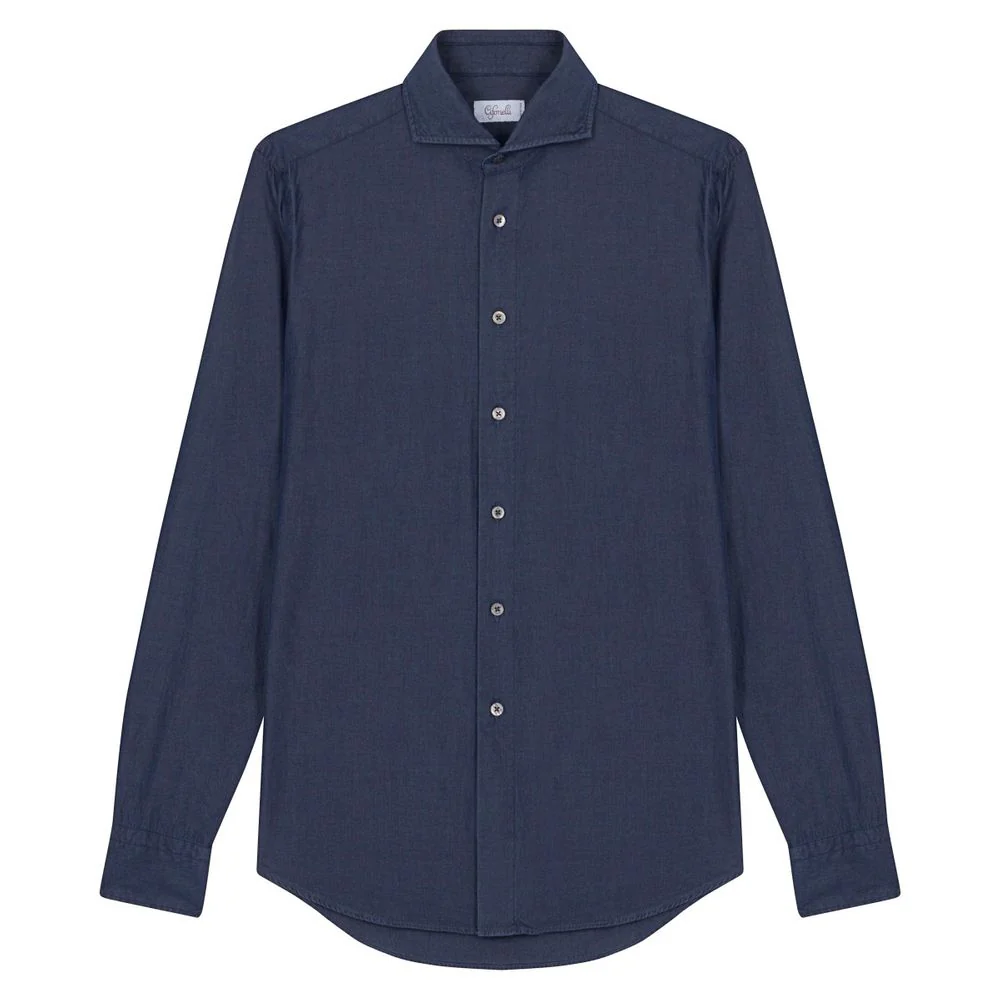 Chemise bleu nuit délavé en coton - Image 3