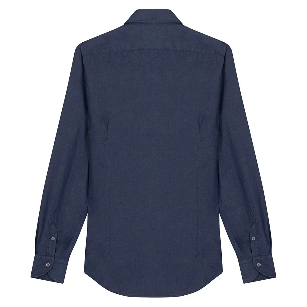 Chemise bleu nuit délavé en coton - Image 4