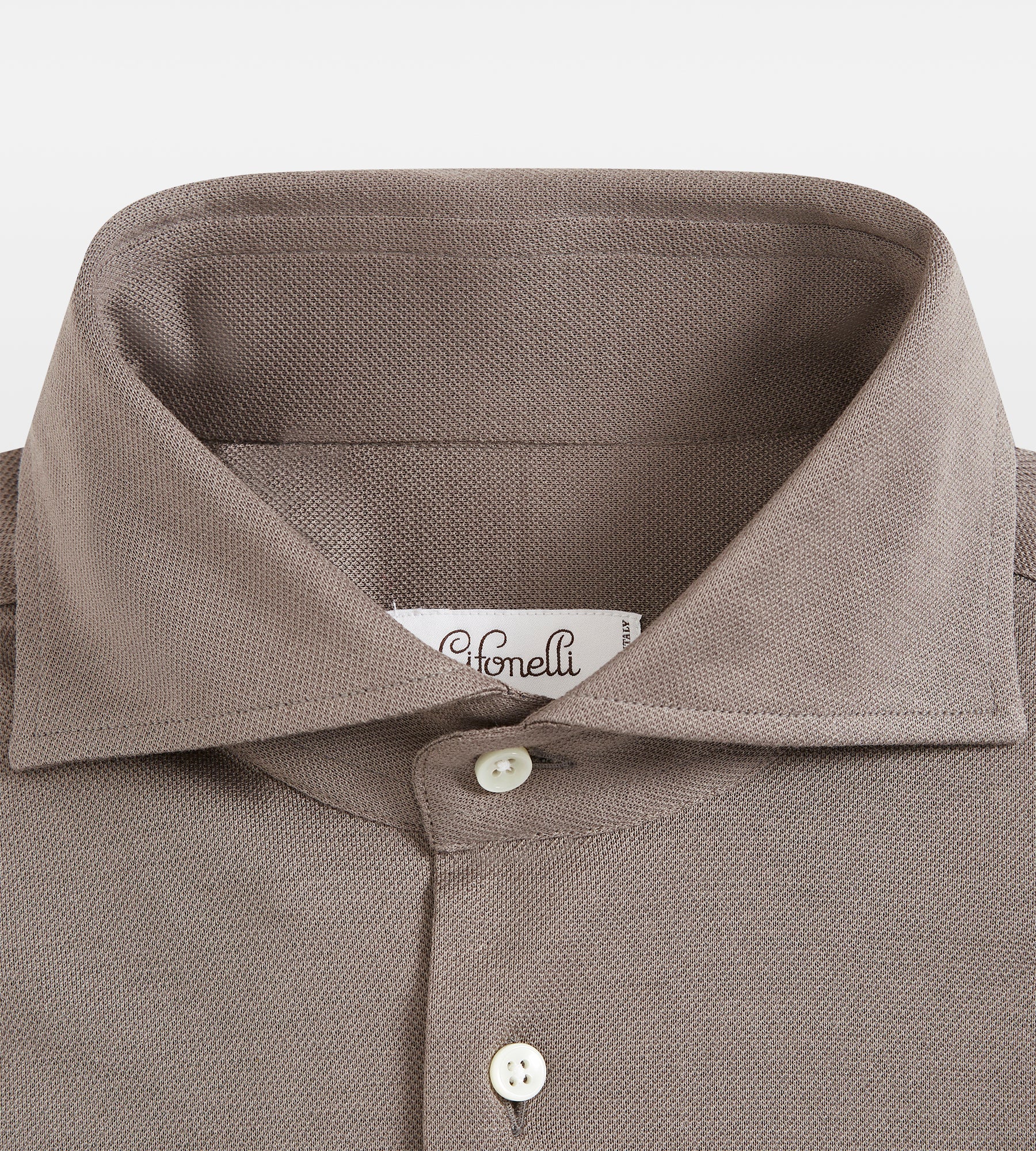 Chemise taupe en coton piqué - Image 3