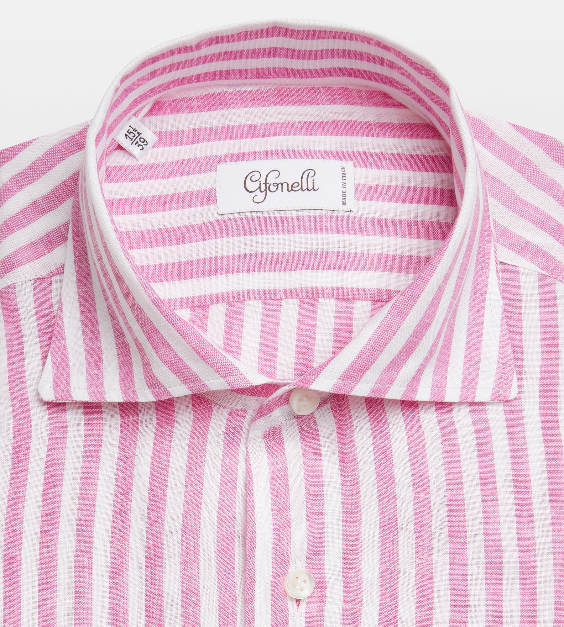 Chemise rose et blanche en lin à rayures - Image 2