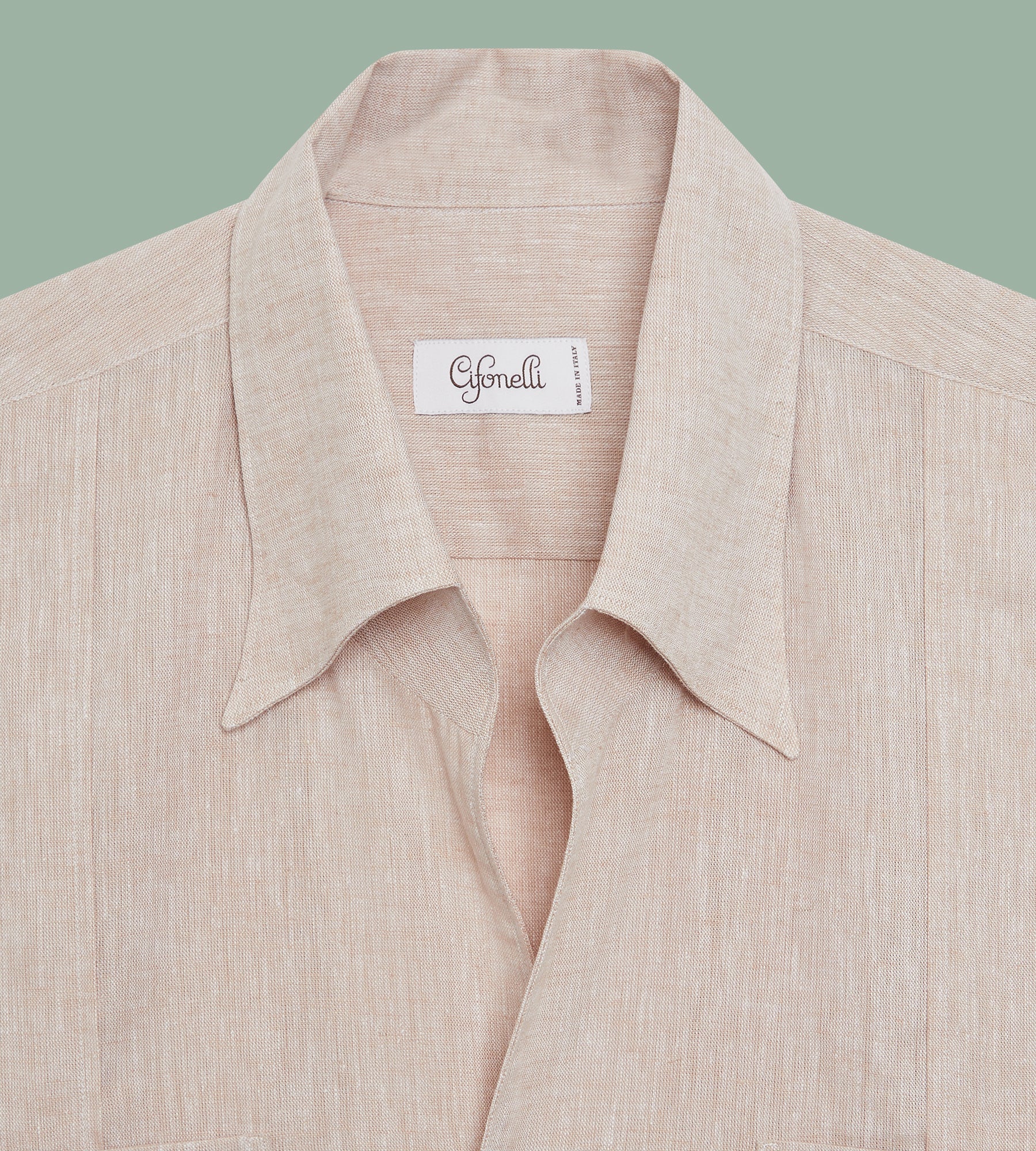 Chemise Guayabera beige clair en lin - Image 3