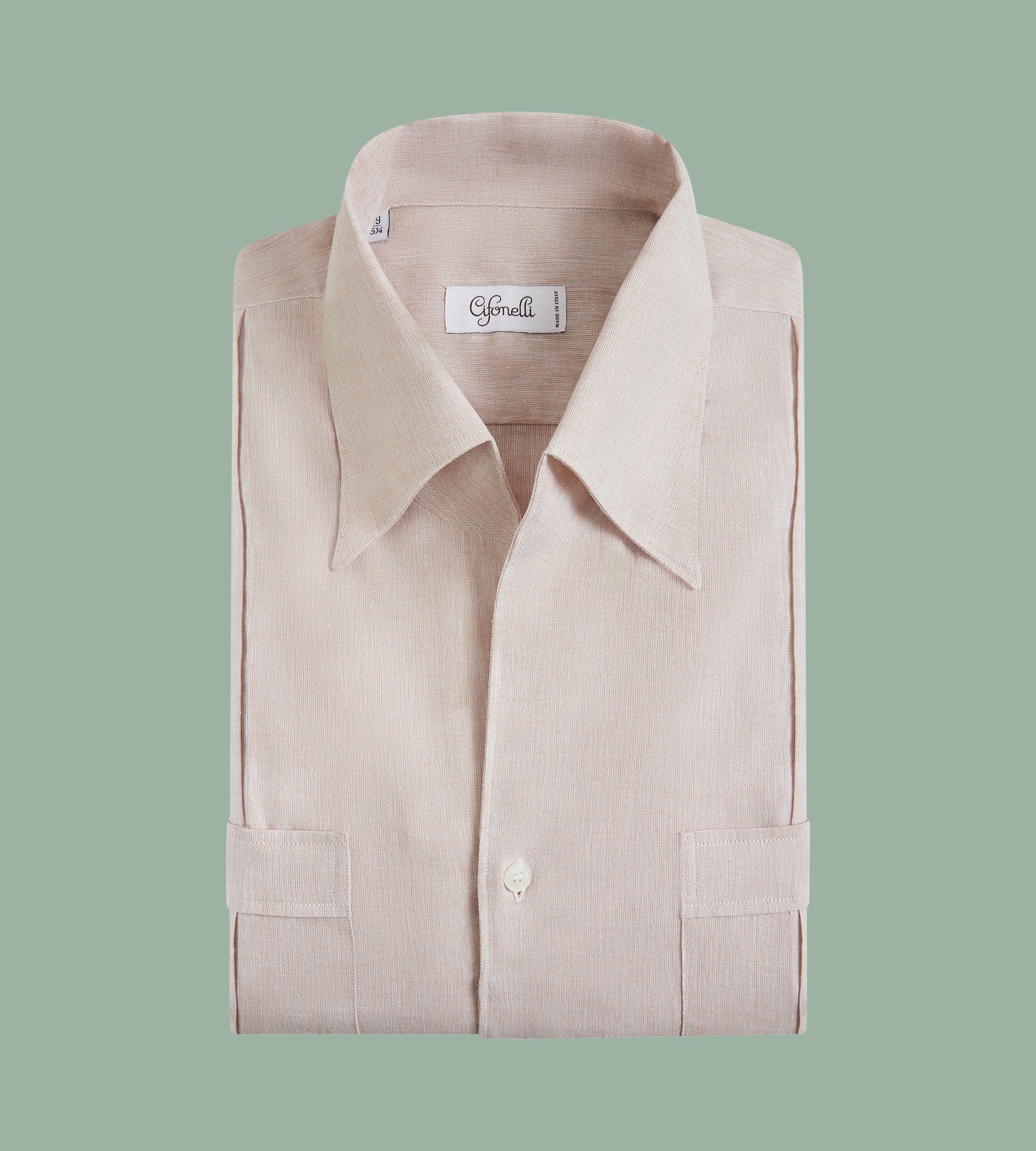 Chemise Guayabera beige clair en lin - Image 4