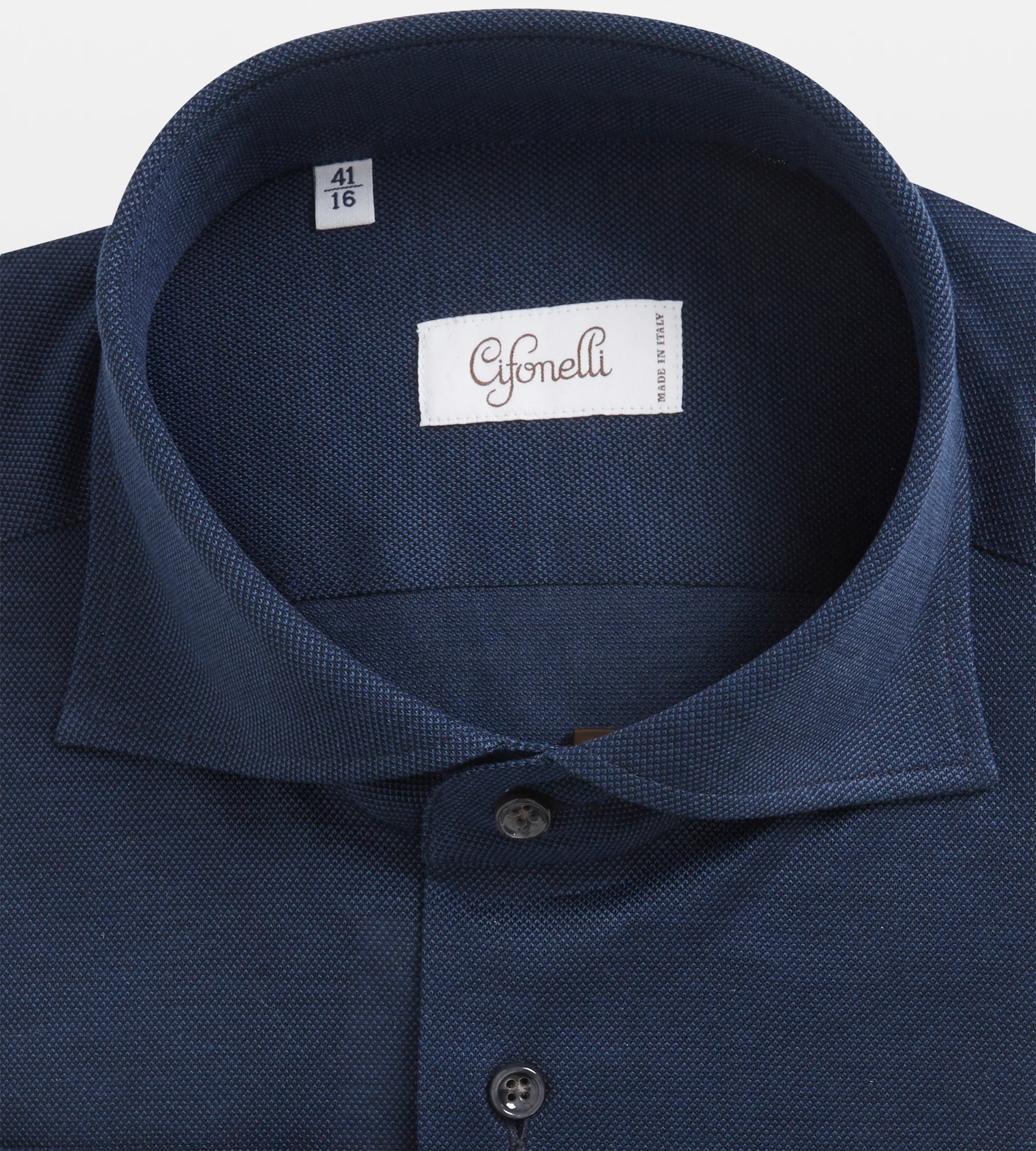 Chemise bleu marine en coton piqué - Image 2