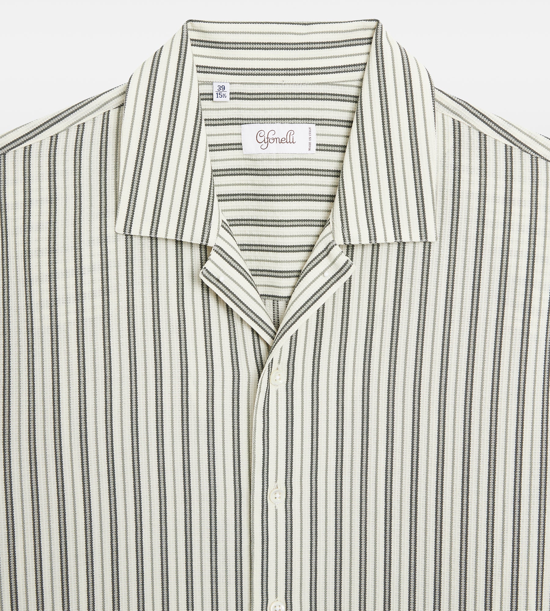 Chemise kaki en laine à manche courte à rayures - Image 3