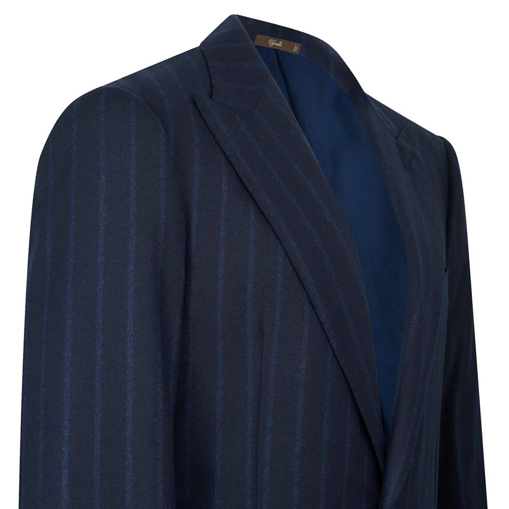 Costume bleu marine en laine à rayures - Image 2