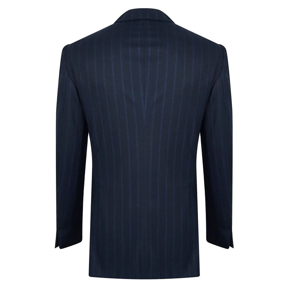 Costume bleu marine en laine à rayures - Image 3