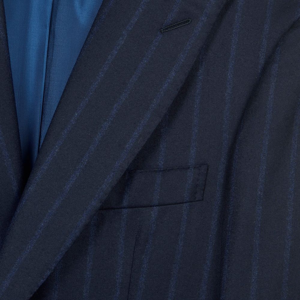 Costume bleu marine en laine à rayures - Image 4