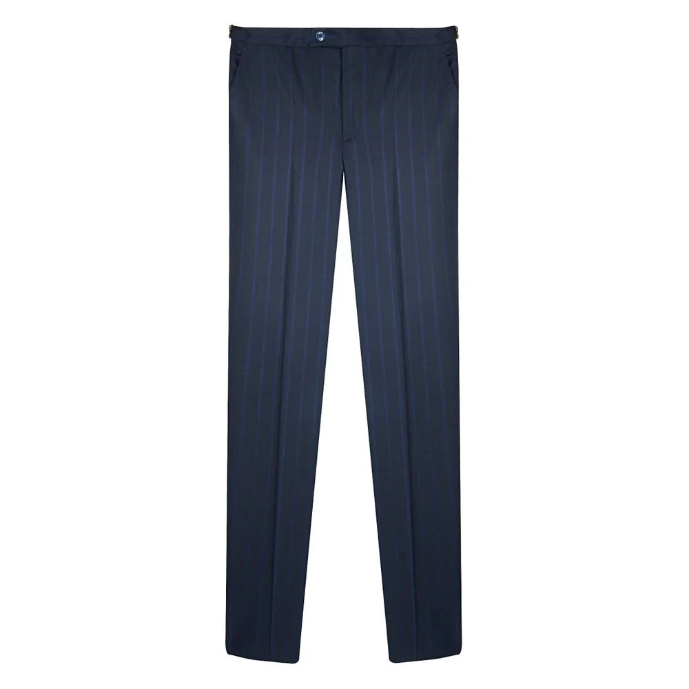 Costume bleu marine en laine à rayures - Image 6