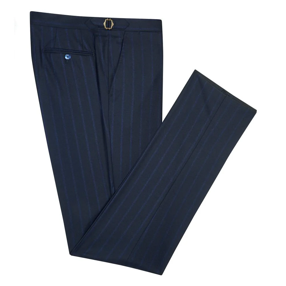 Costume bleu marine en laine à rayures - Image 8
