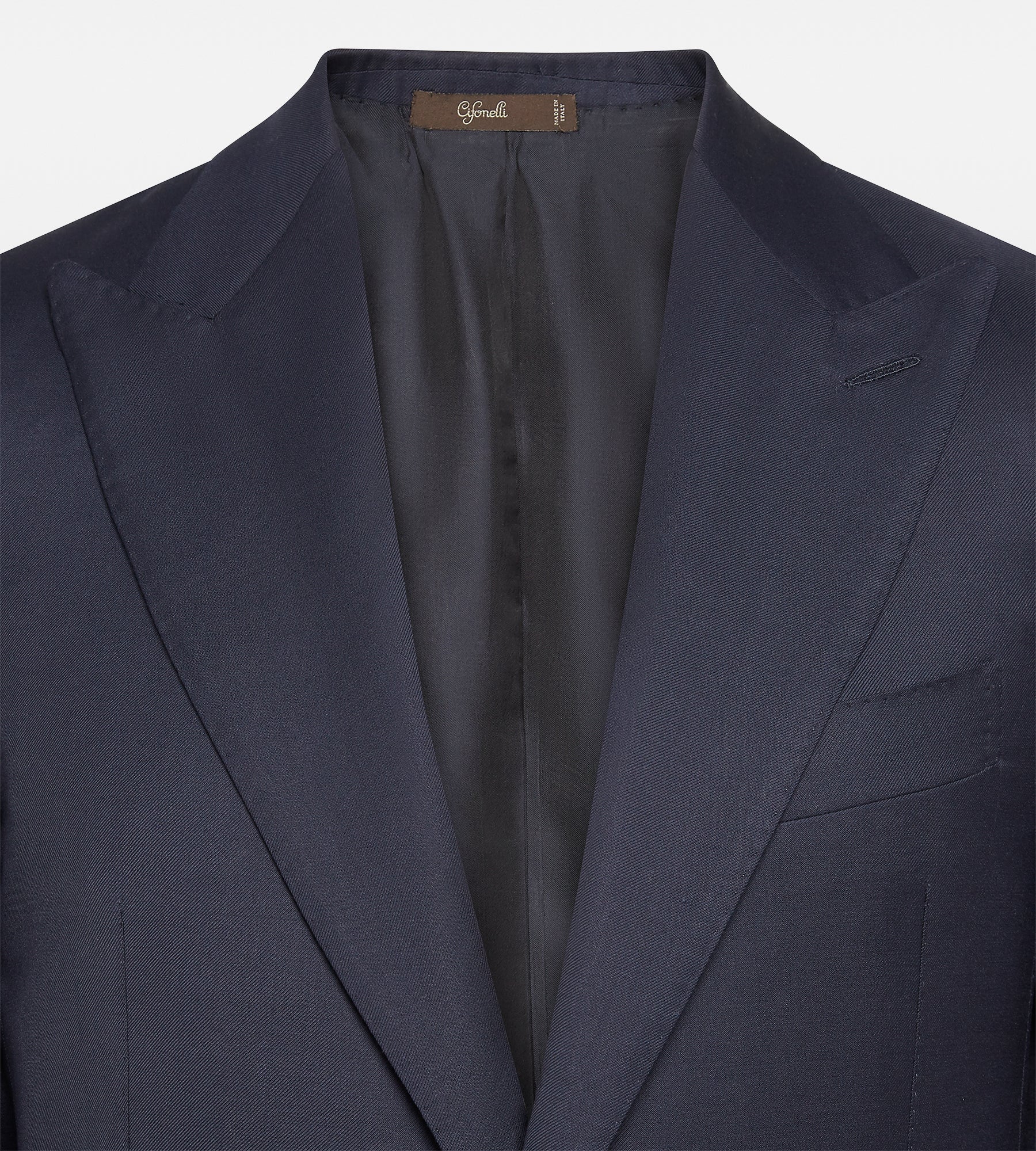 Costume bleu marine en laine avec revers en pointe - Image 4