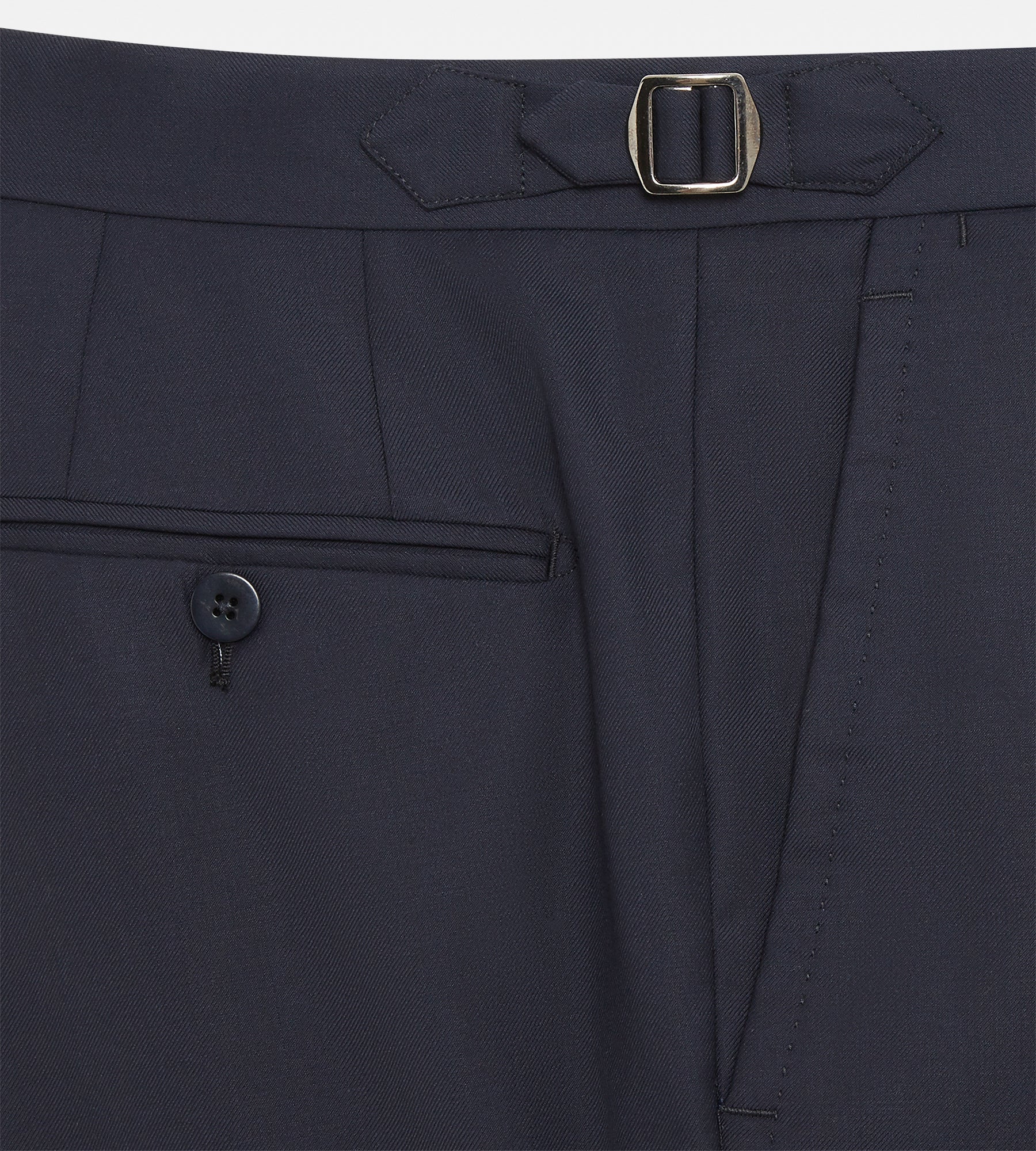 Costume bleu marine en laine avec revers en pointe - Image 9