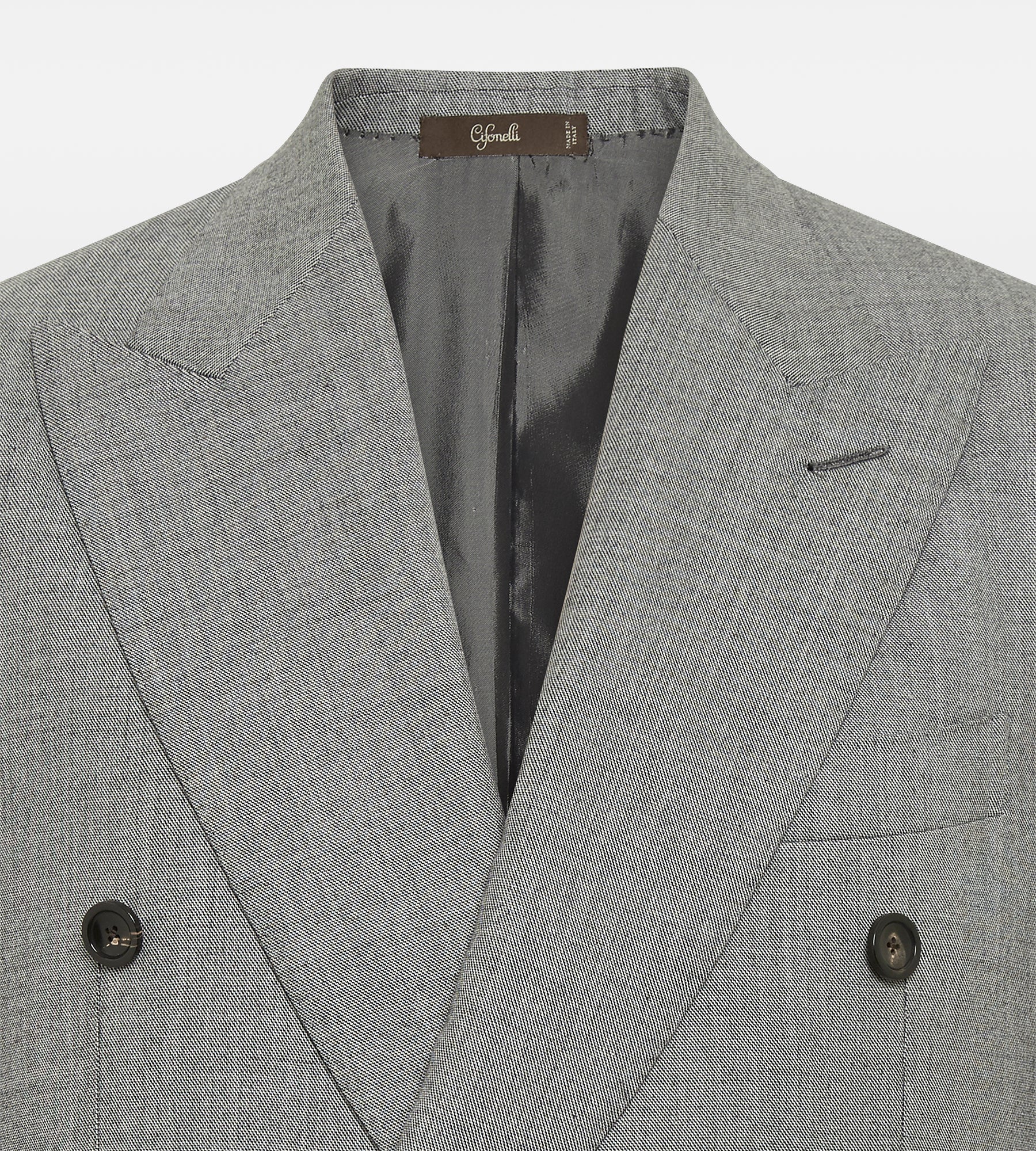 Costume croisé bas 6x1 gris en laine - Image 5