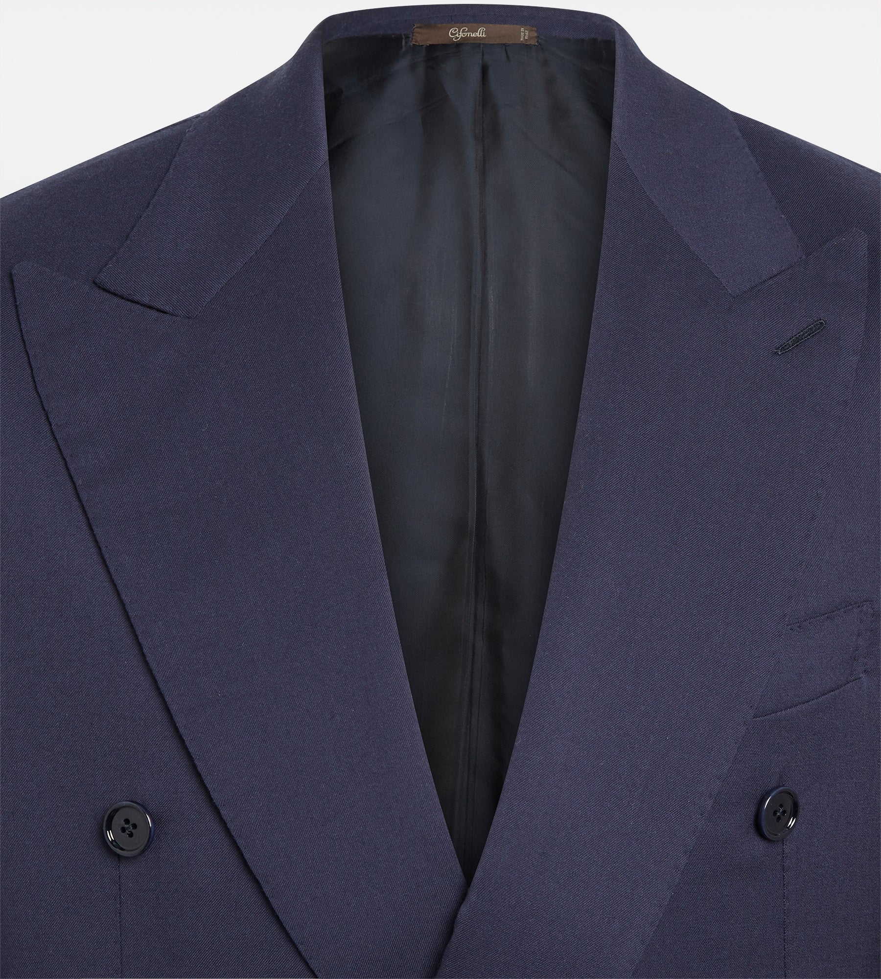 Costume croisé bas 6x1 bleu en laine - Image 3