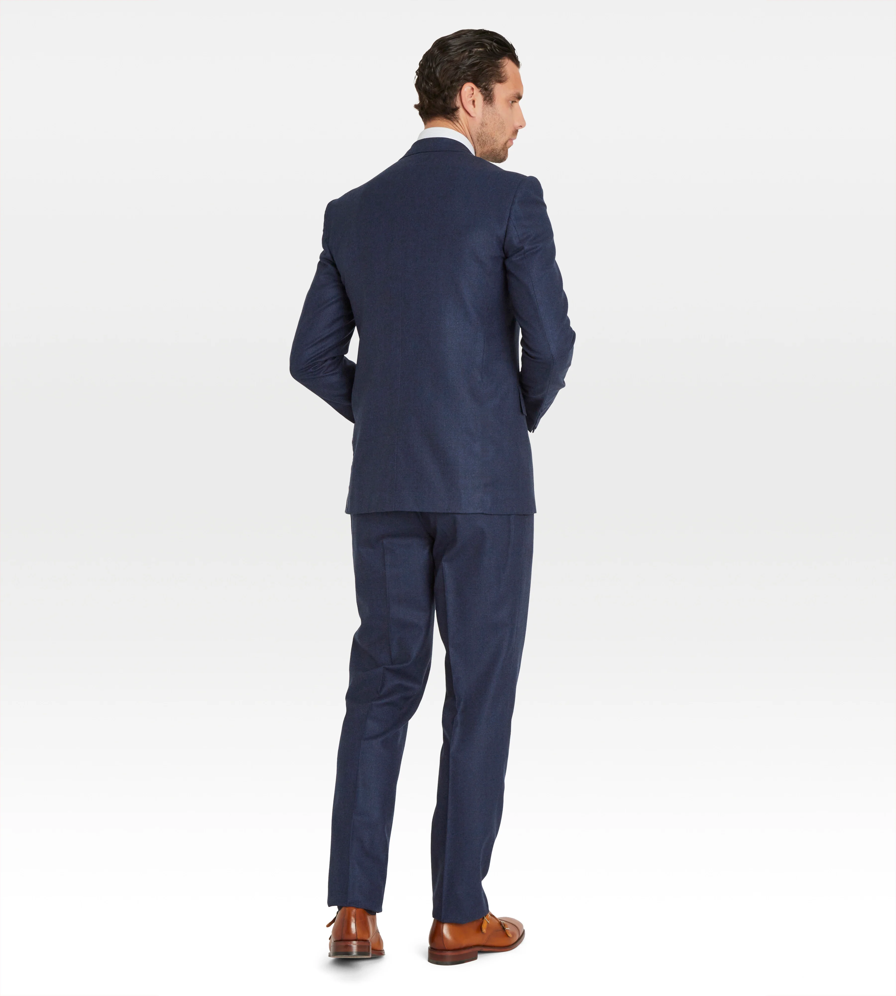 Costume 3 pièces bleu en flanelle à motif Prince de Galles - Image 3