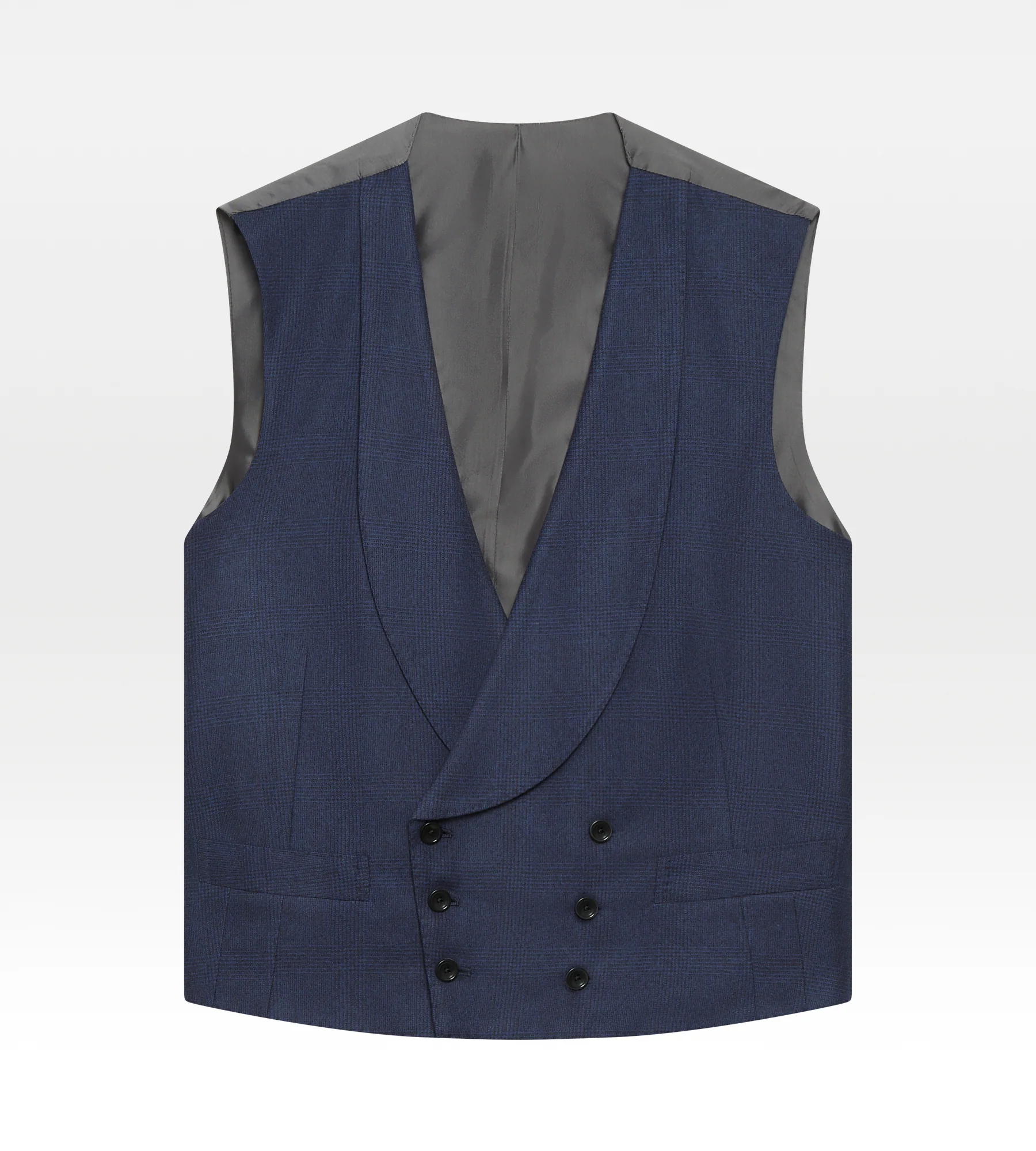 Costume 3 pièces bleu en flanelle à motif Prince de Galles - Image 7