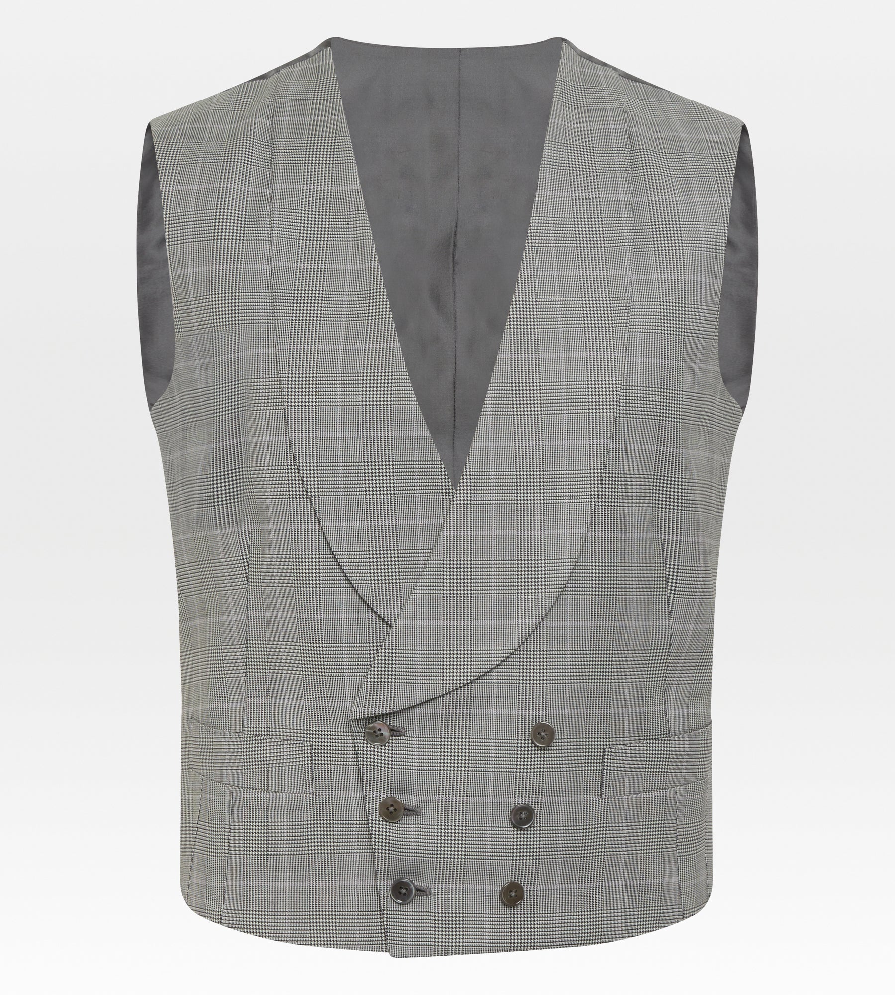 Costume 3 pièces gris en laine à motif Prince de Galles - Image 2