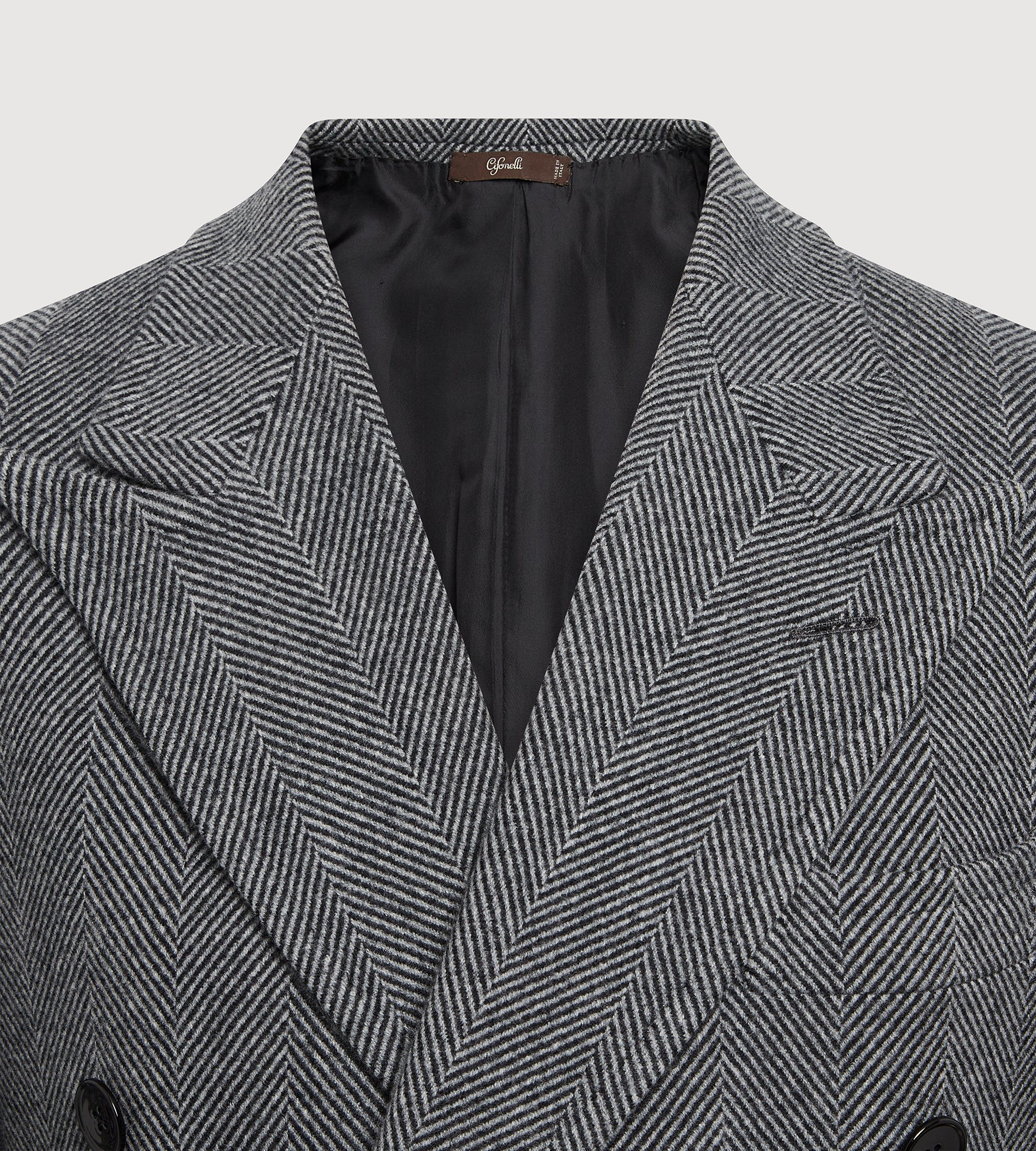 Manteaux croisé en laine gris à motif chevrons - Image 6