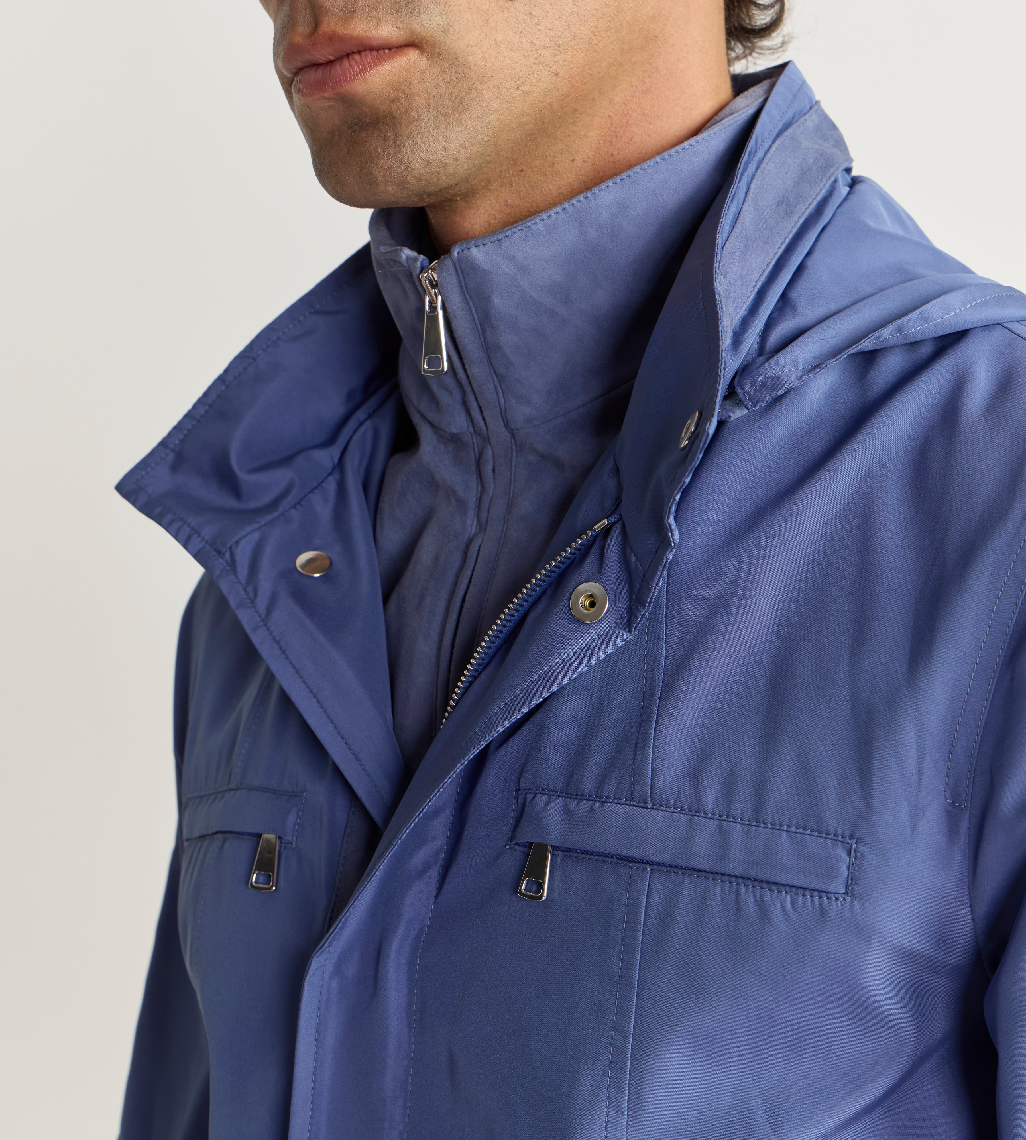 Parka bleu en tissu technique - Image 3