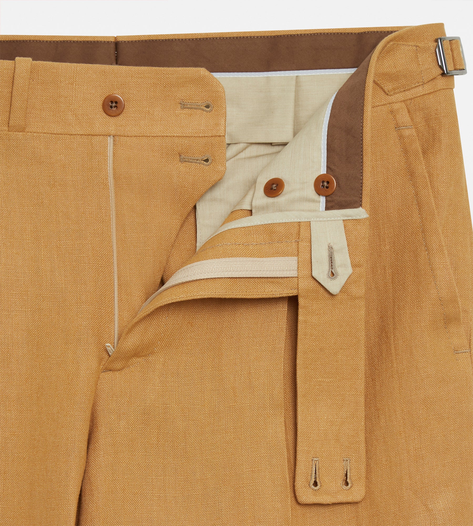 Pantalon 1 pli en lin camel - Image 2