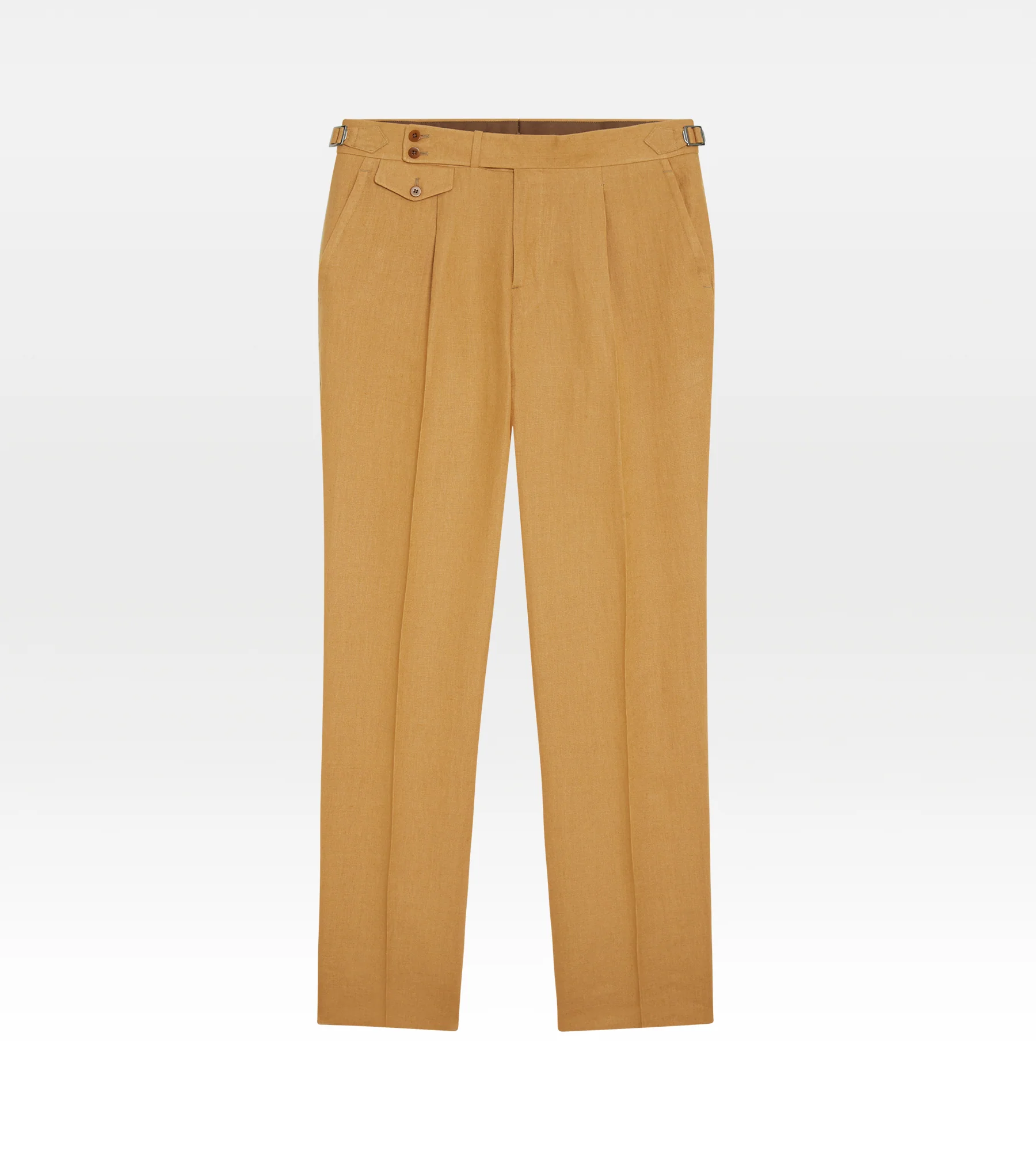 Pantalon 1 pli en lin camel - Image 3