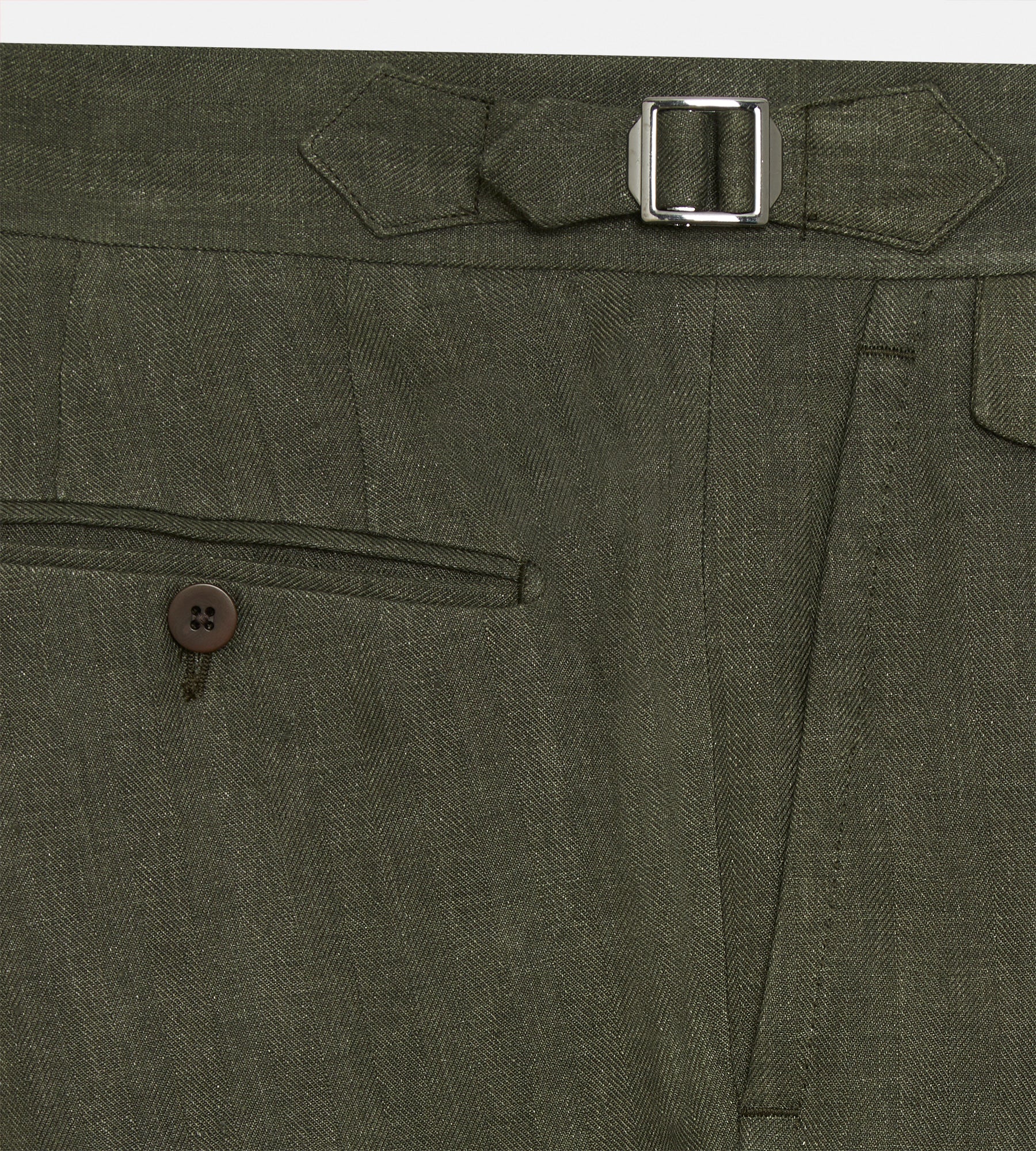 Pantalon 1 pli en lin vert militaire - Image 6