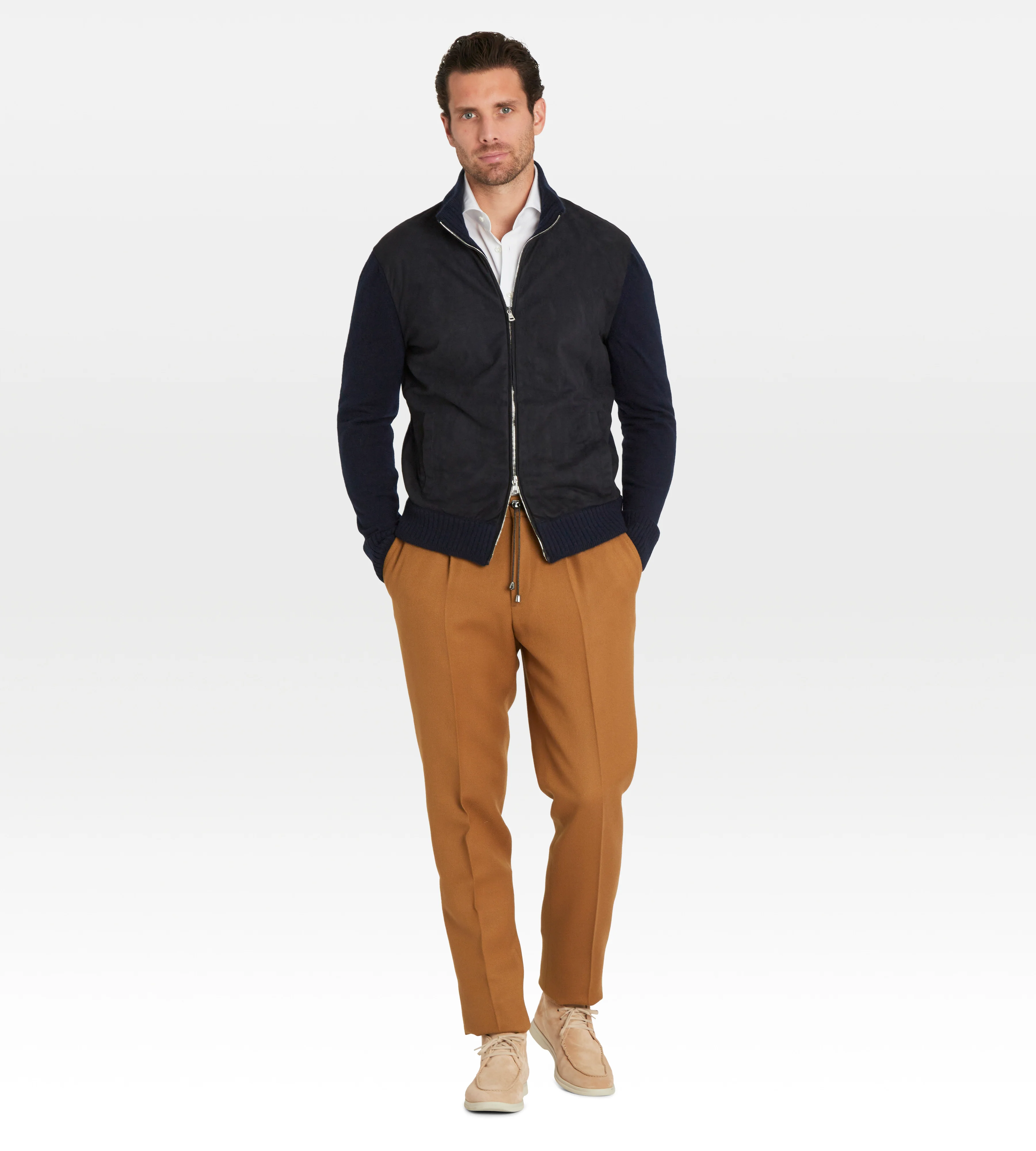 Pantalon à cordon en laine camel - Image 4