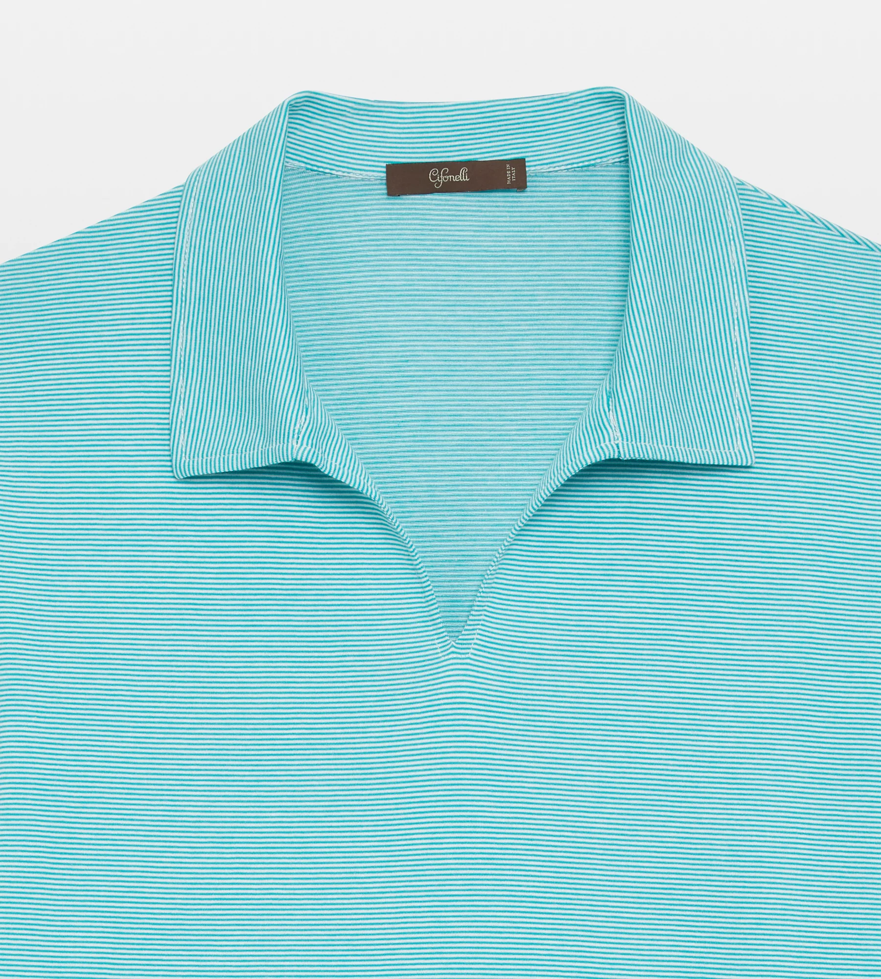 Polo en coton rayé vert - Image 2