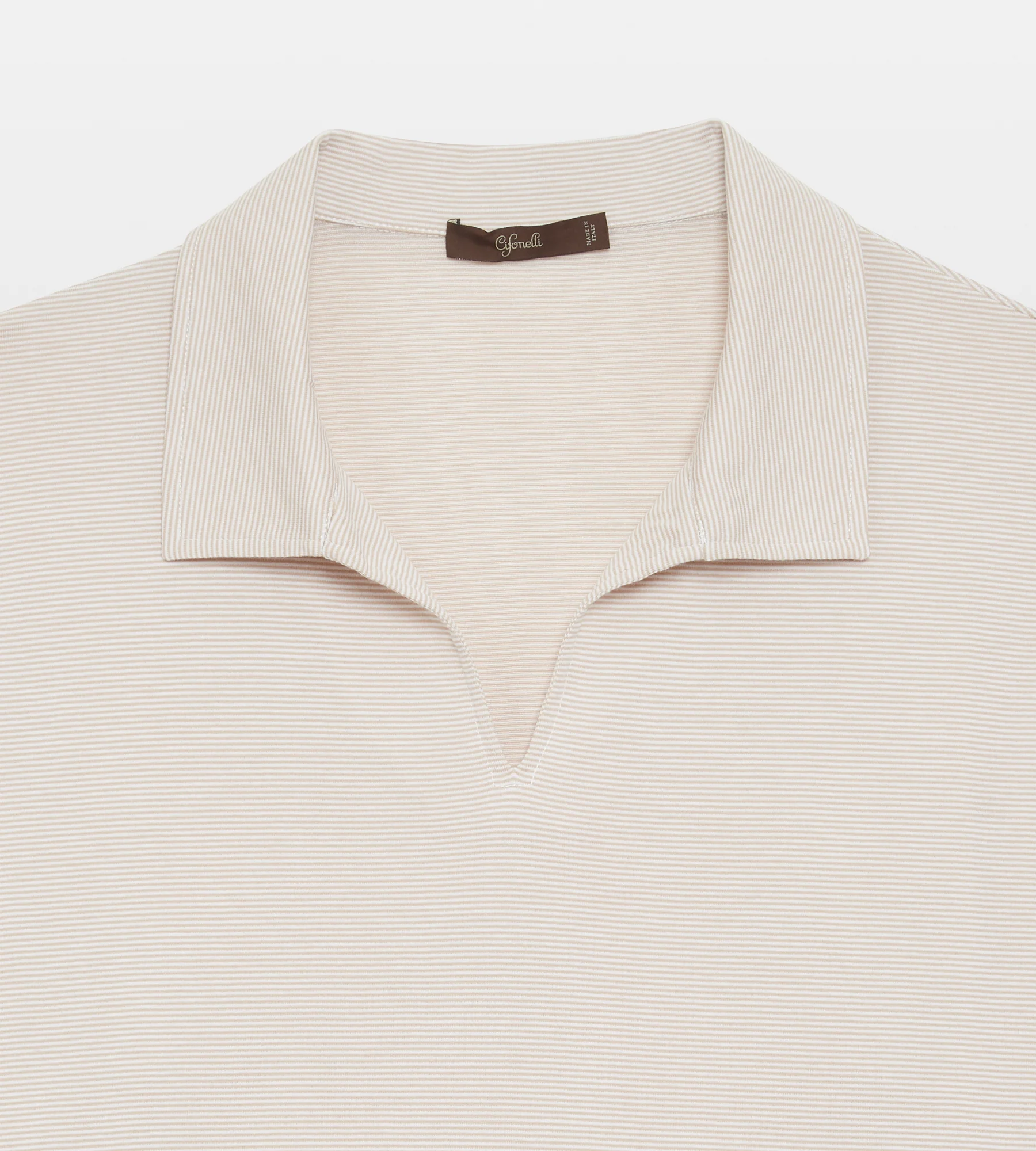 Polo en coton rayé beige - Image 2