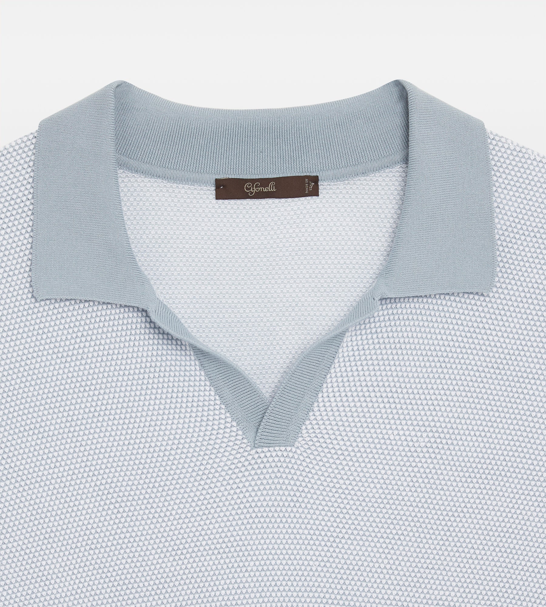 Polo en coton bleu ciel & blanc - Image 2