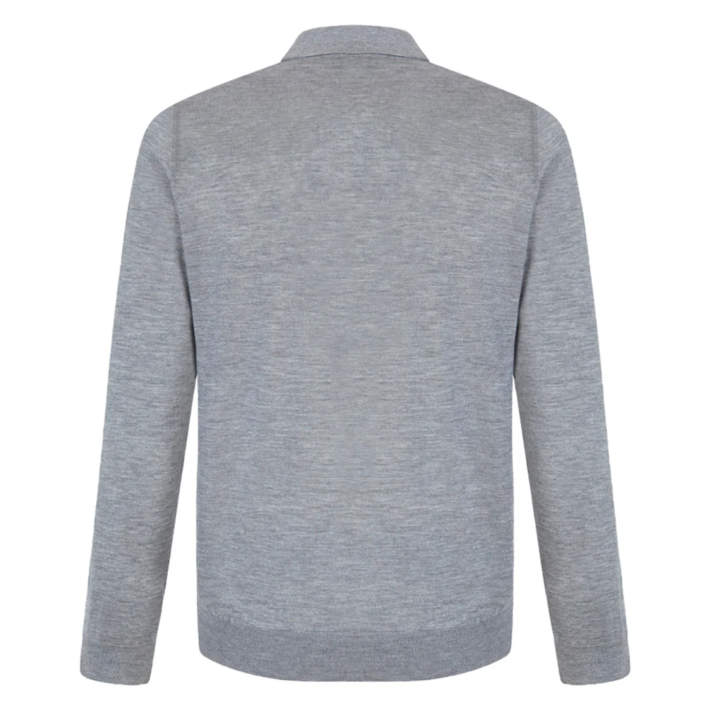 Polo en cachemire & soie gris clair - Image 2