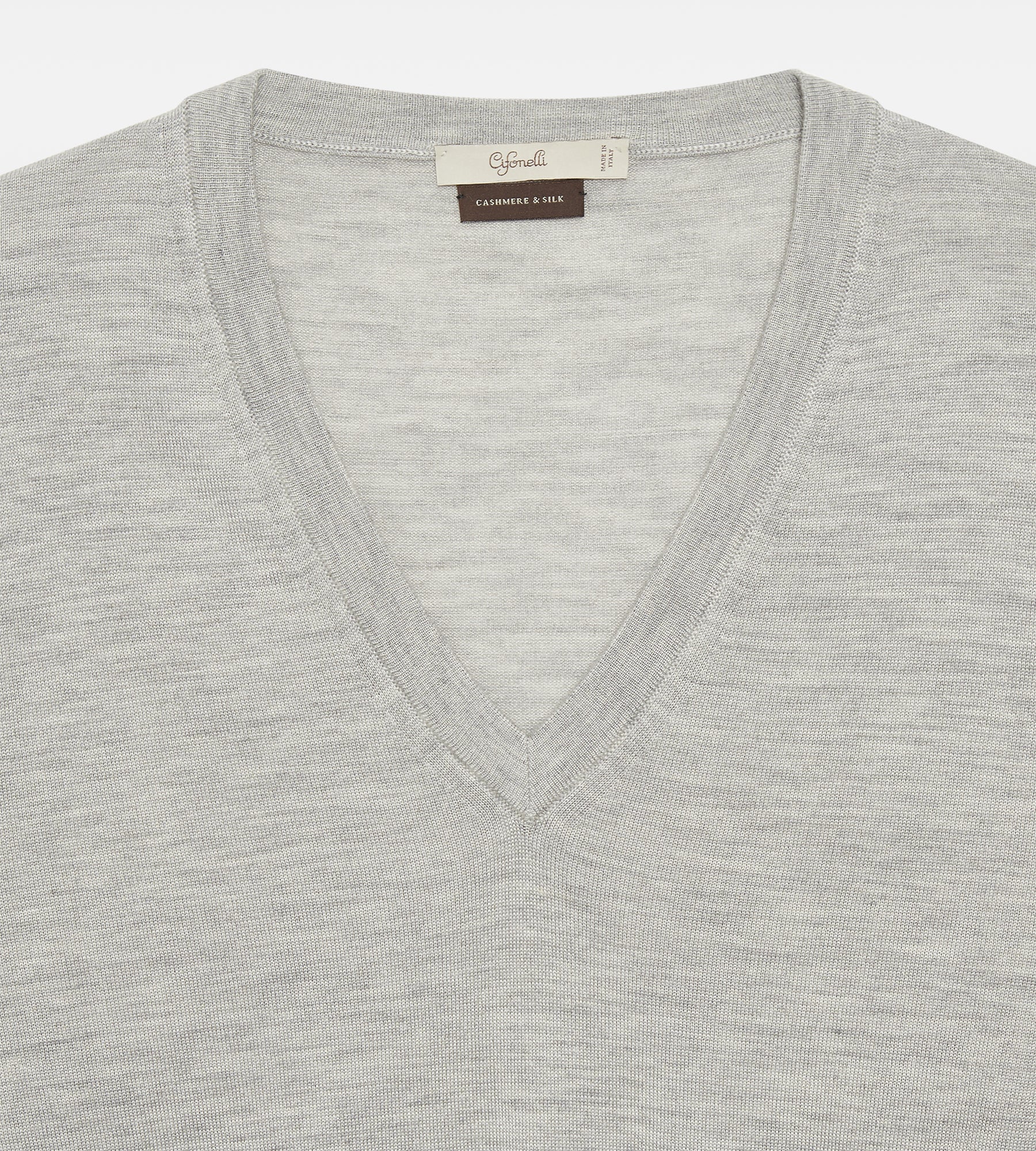 Pull col V en cachemire & soie gris clair - Image 3