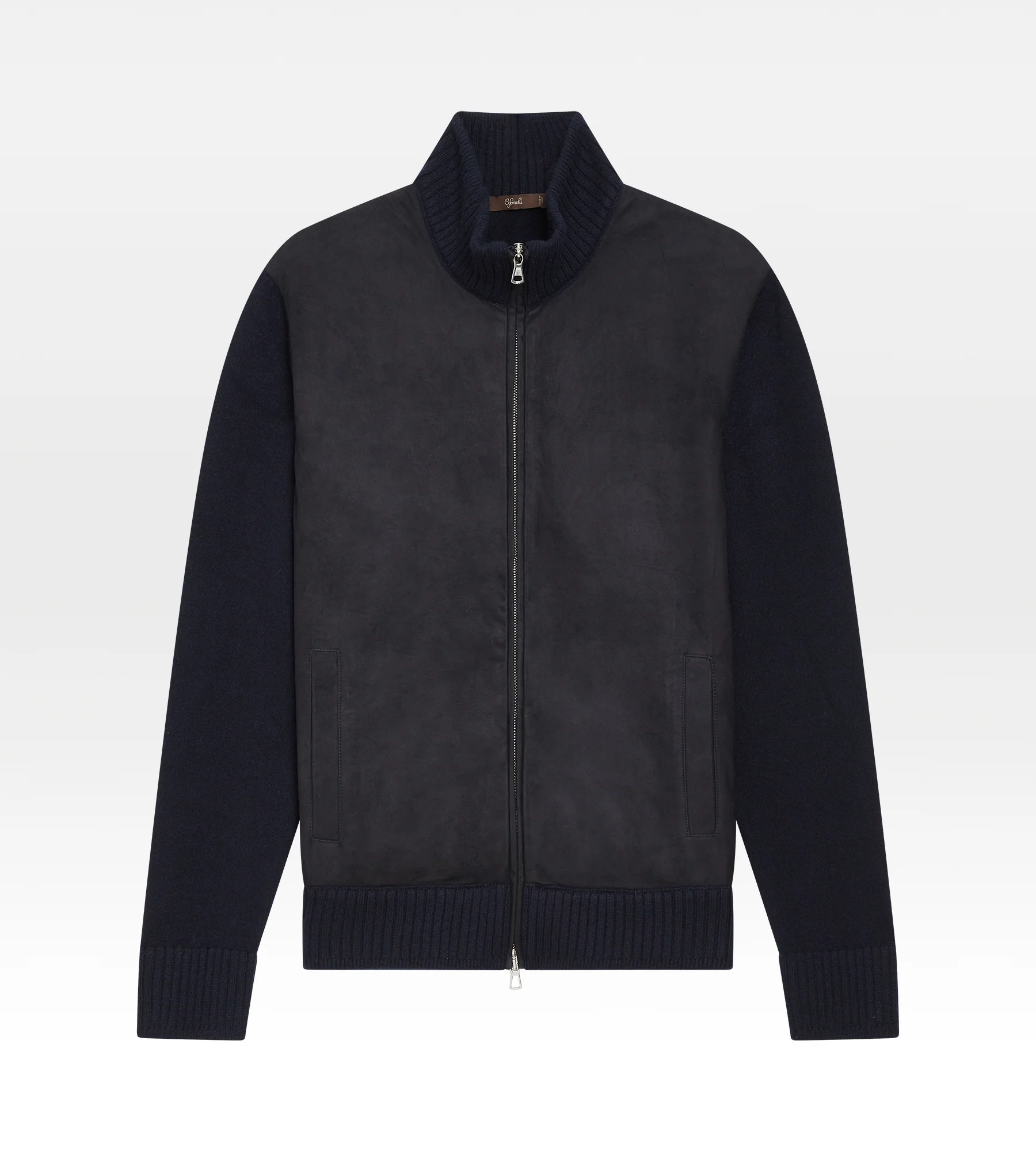 Pull à zip bleu en daim & cachemire - Image 2