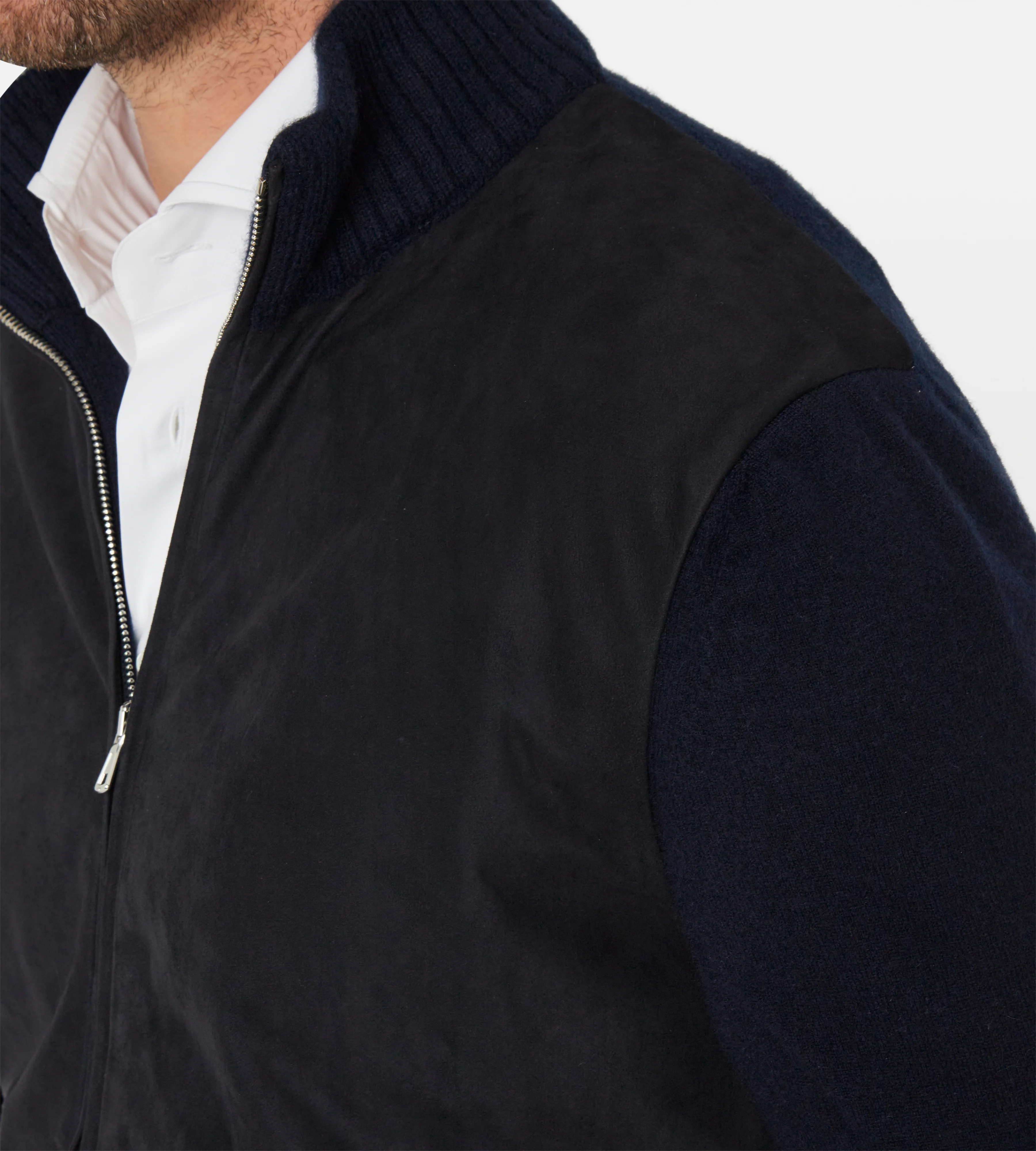 Pull à zip bleu en daim & cachemire - Image 4