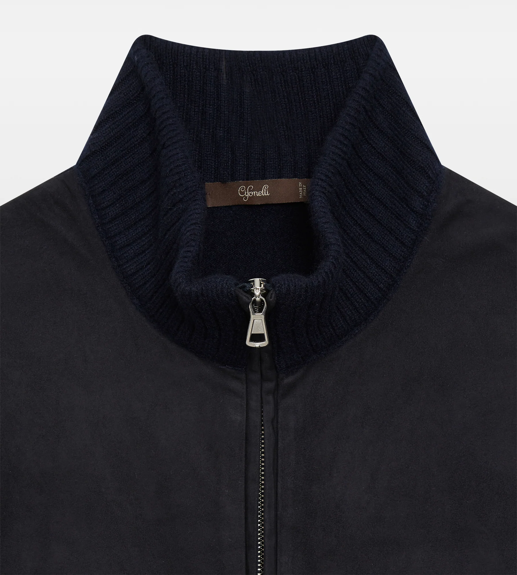 Pull à zip bleu en daim & cachemire - Image 6