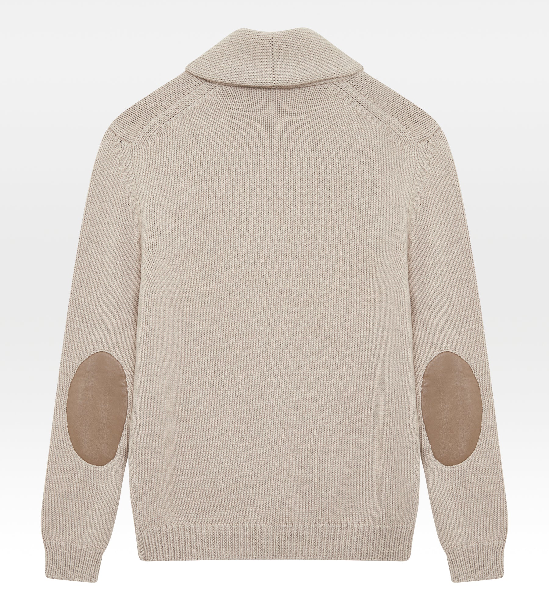 Pull col châle en laine beige - Image 3