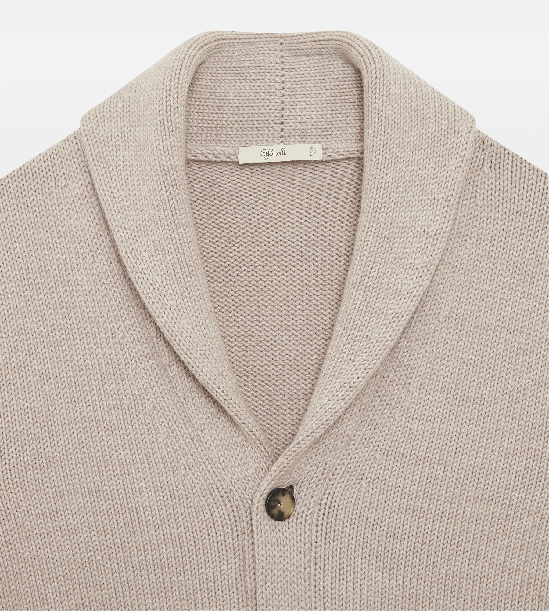 Pull col châle en laine beige - Image 4