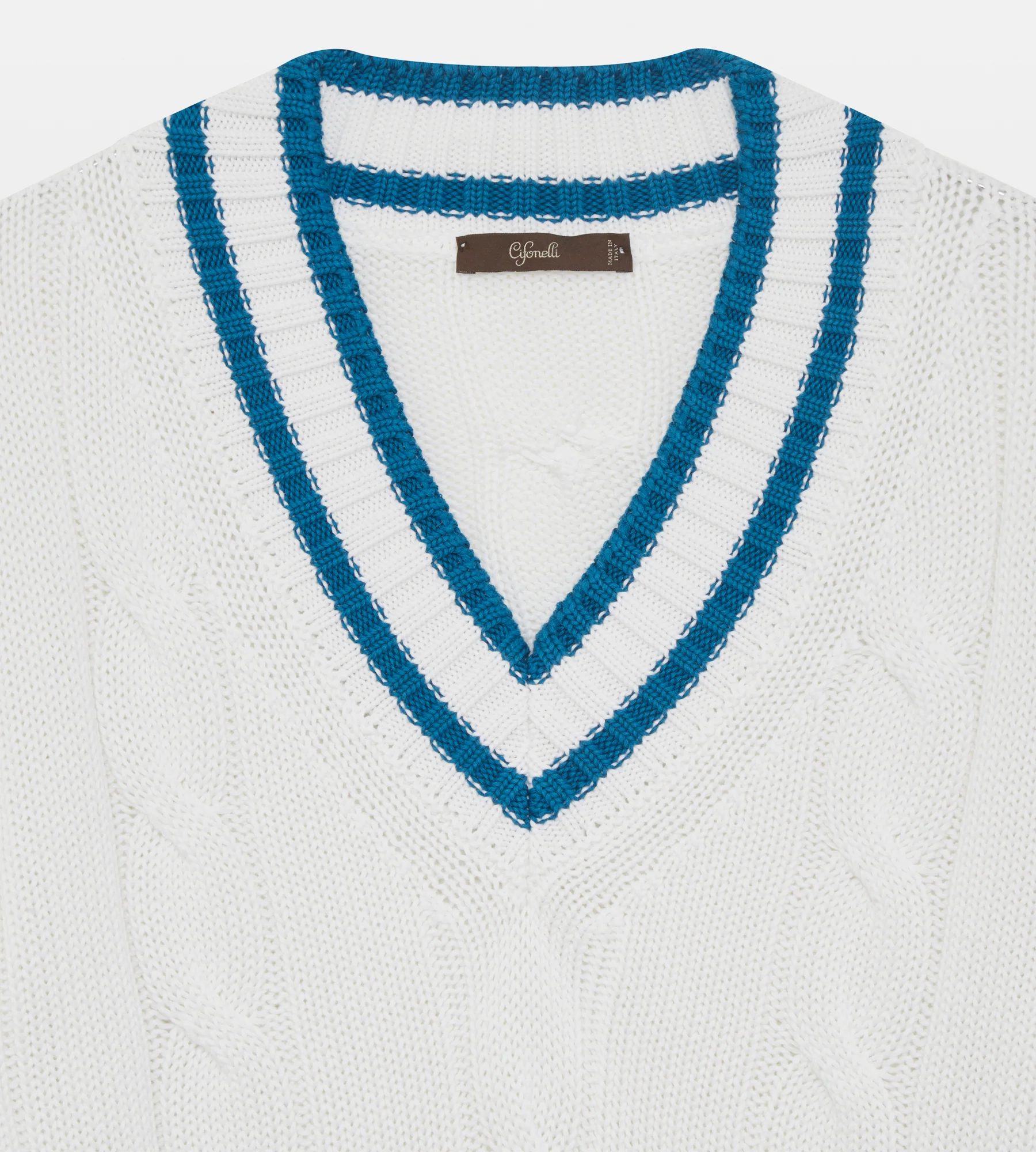 Pull col V en coton blanc - Image 3