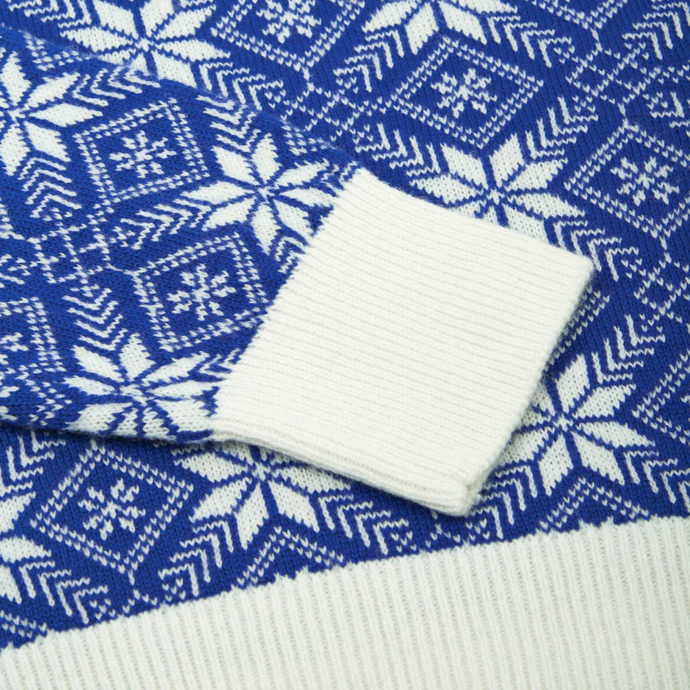 Pull en cachemire bleu à flocons - Image 3