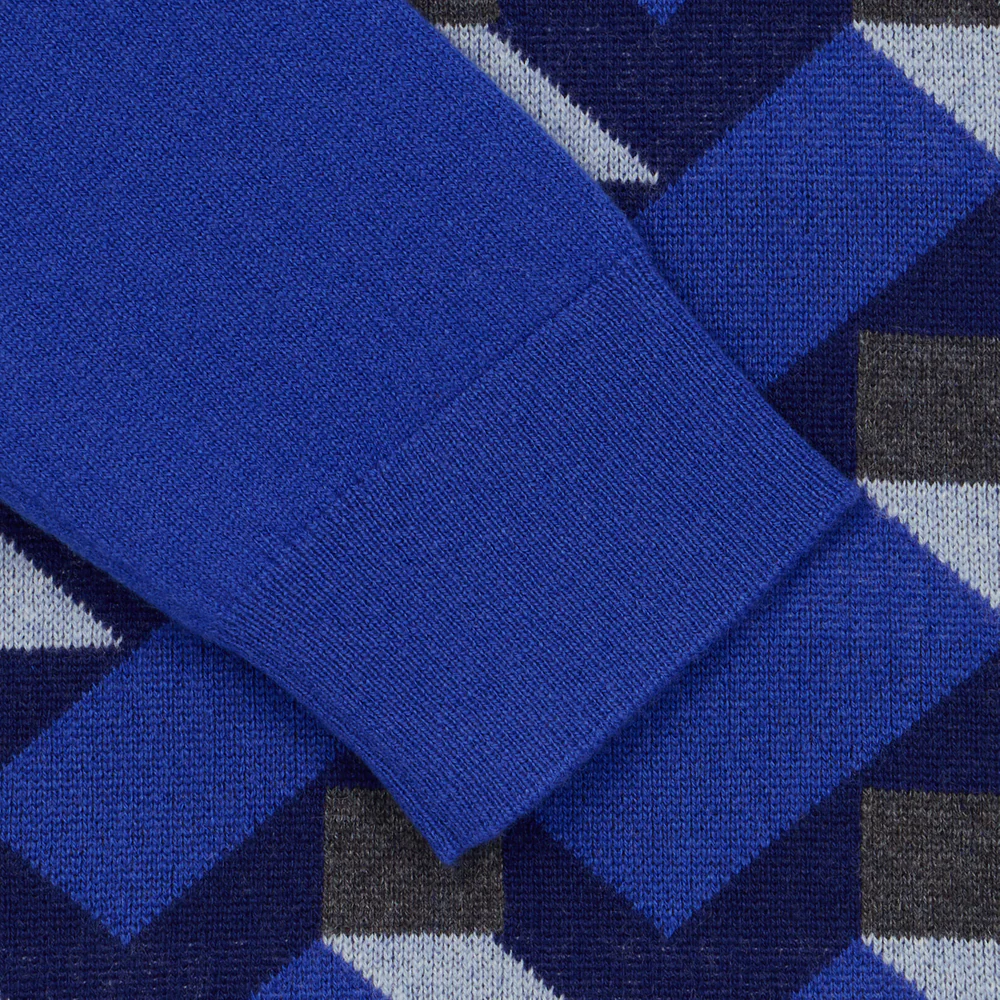 Pull en cachemire géométrique bleu - Image 4