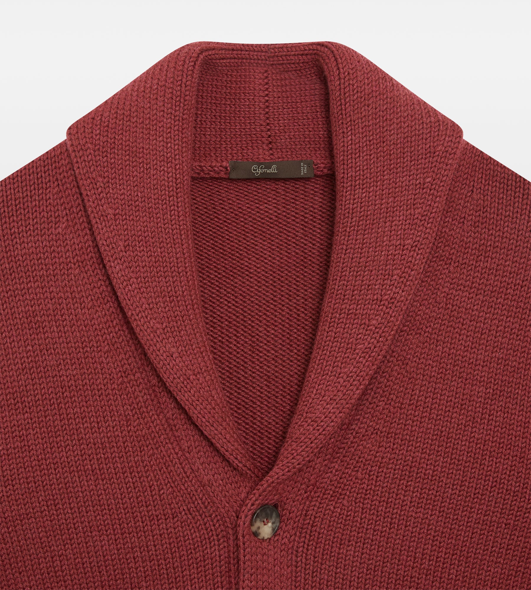 Pull col châle en laine framboise - Image 3