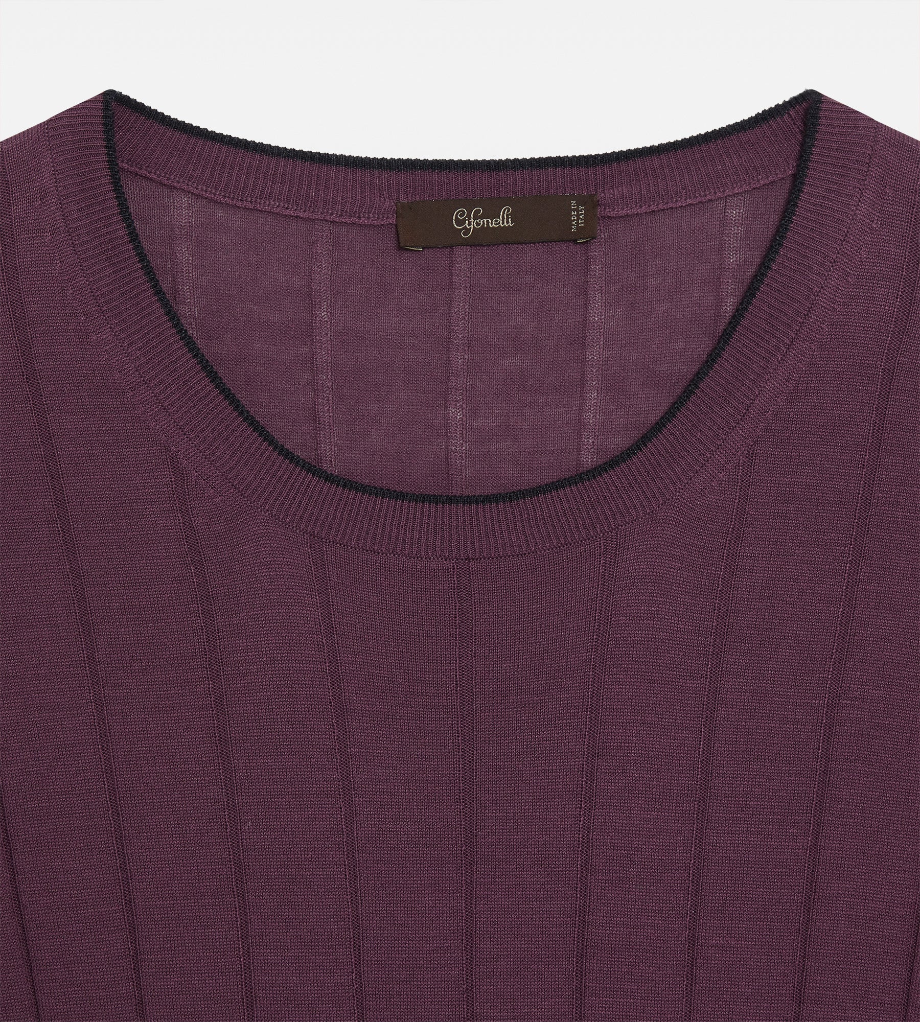 T-shirt col rond en soie bordeaux - Image 3