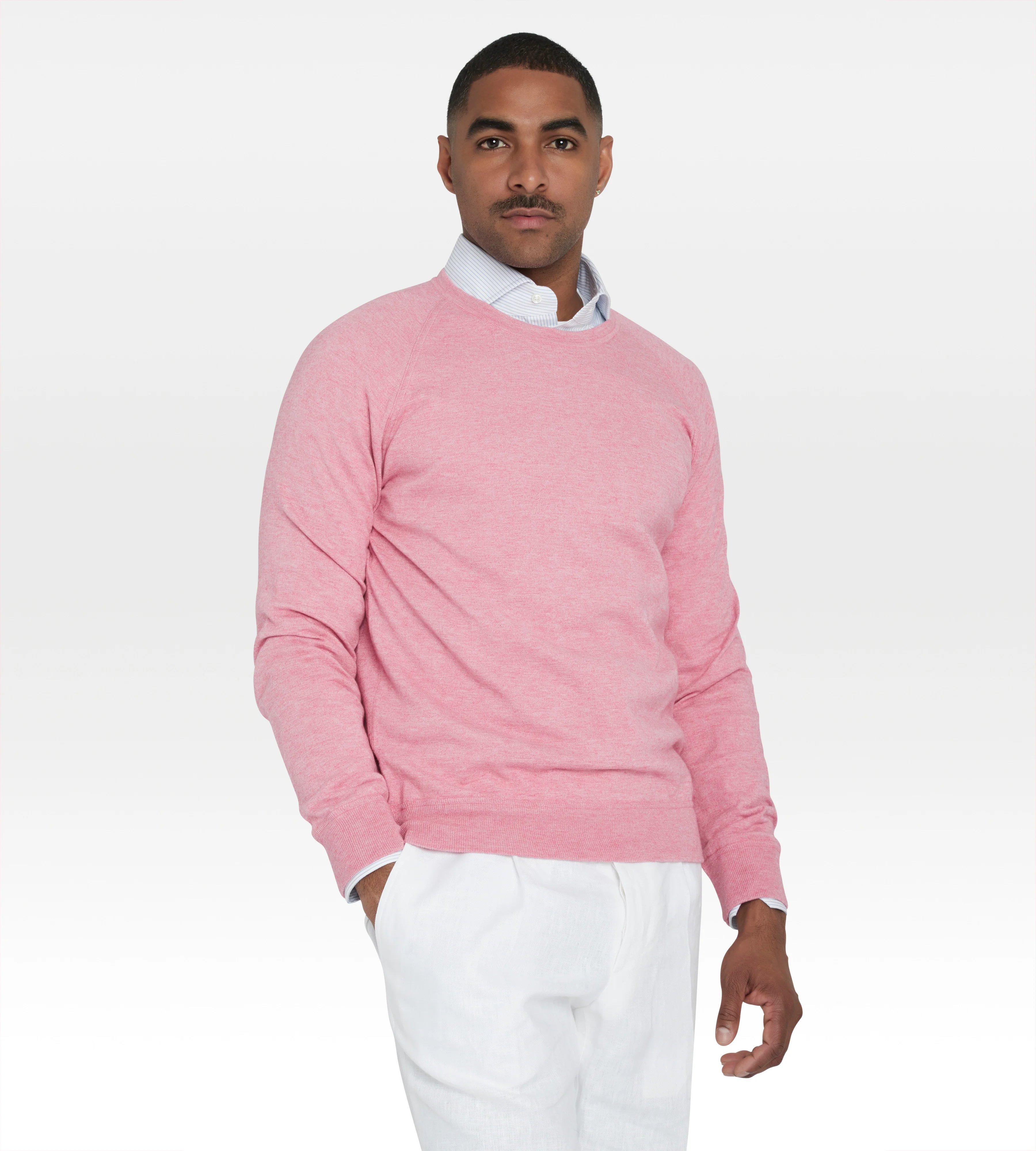 Pull col rond en coton rose - Image 2