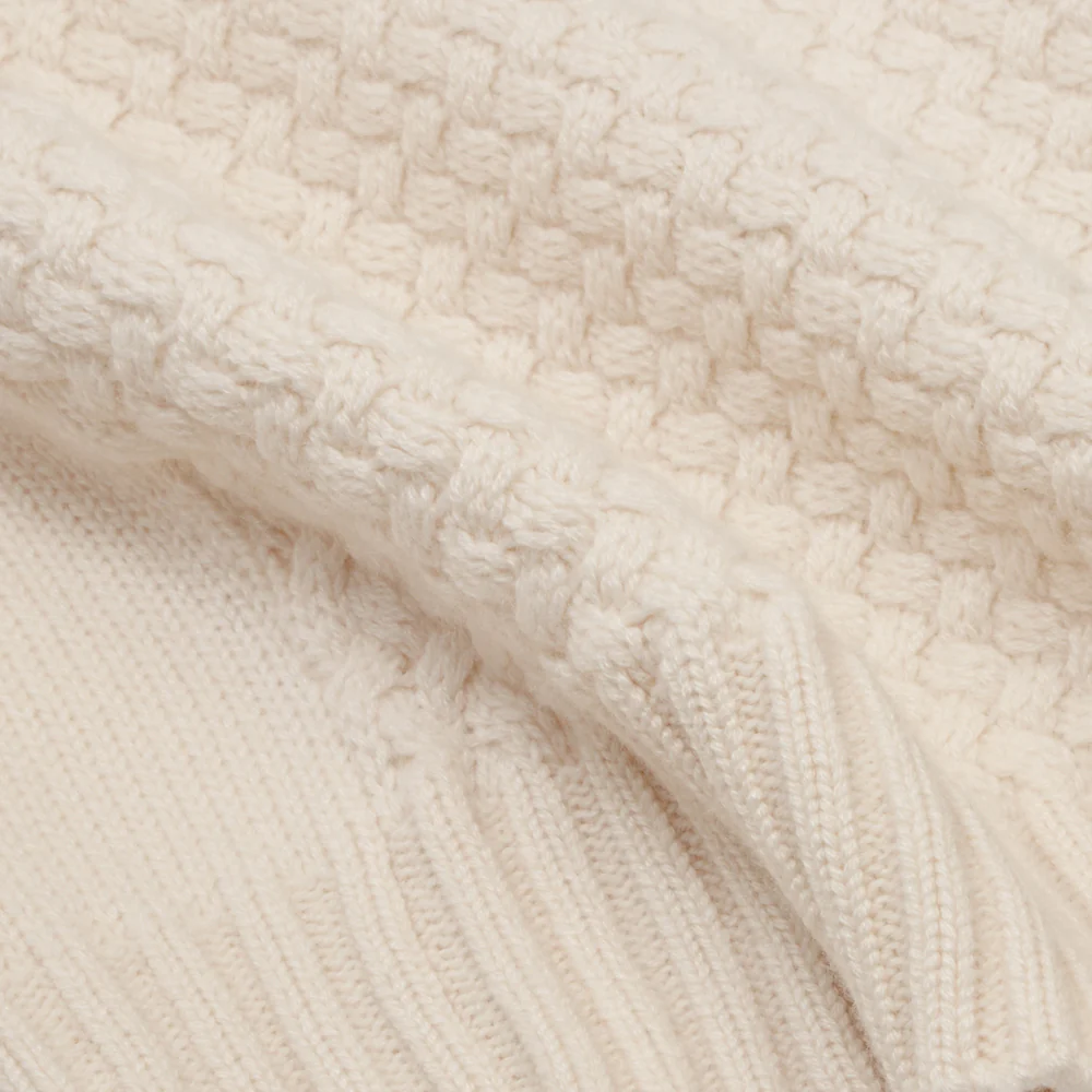 Pull torsadé en cachemire crème - Image 3