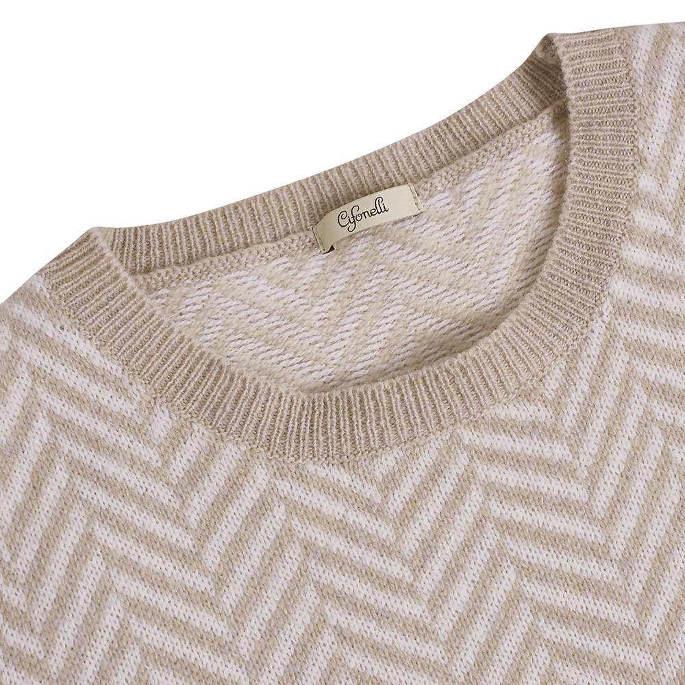 Pull en laine zig zag beige - Image 2